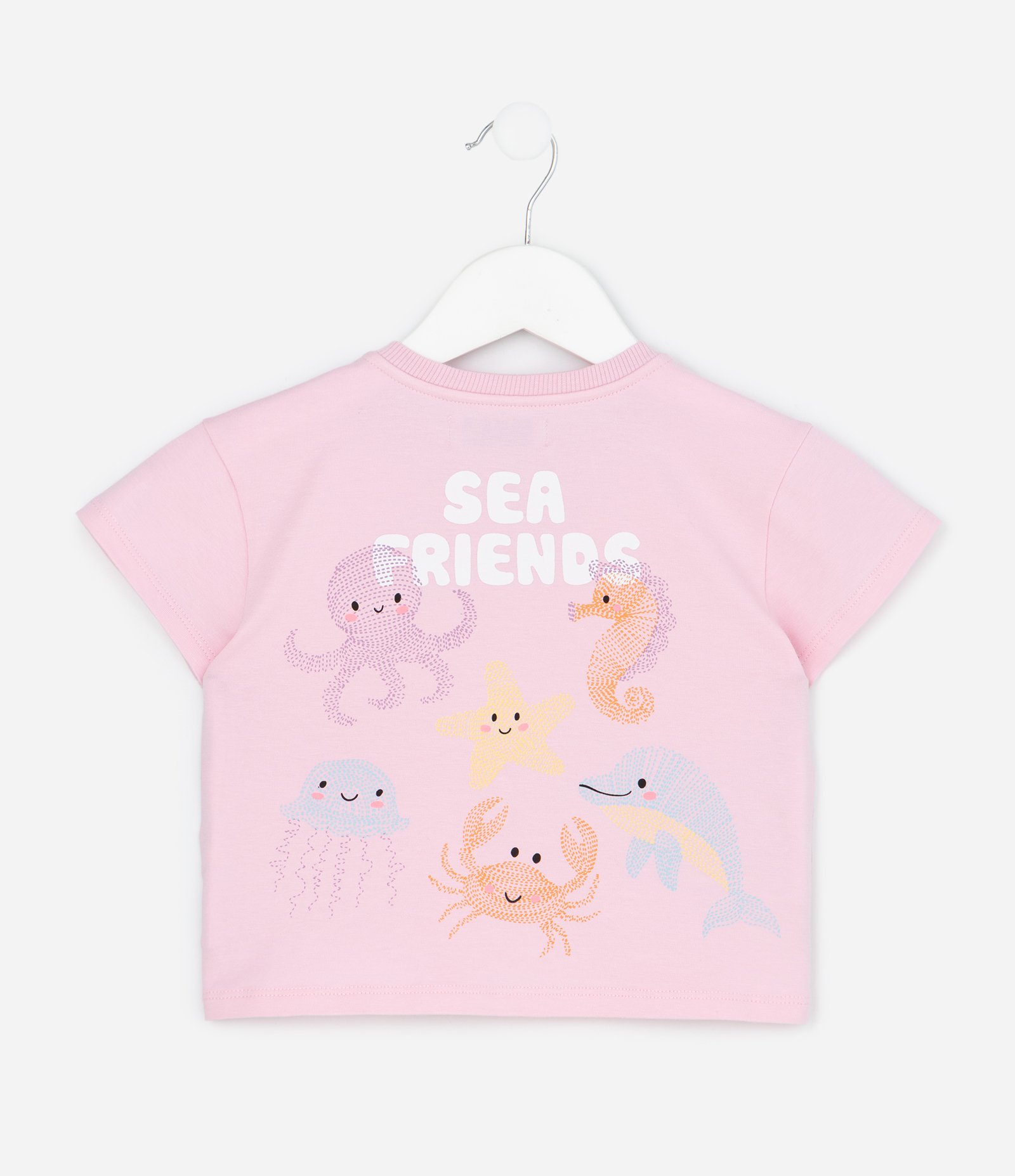 Camiseta Infantil com Estampa Fundo do Mar Sea Friends – Tam 1 A 6 Anos Rosa 2