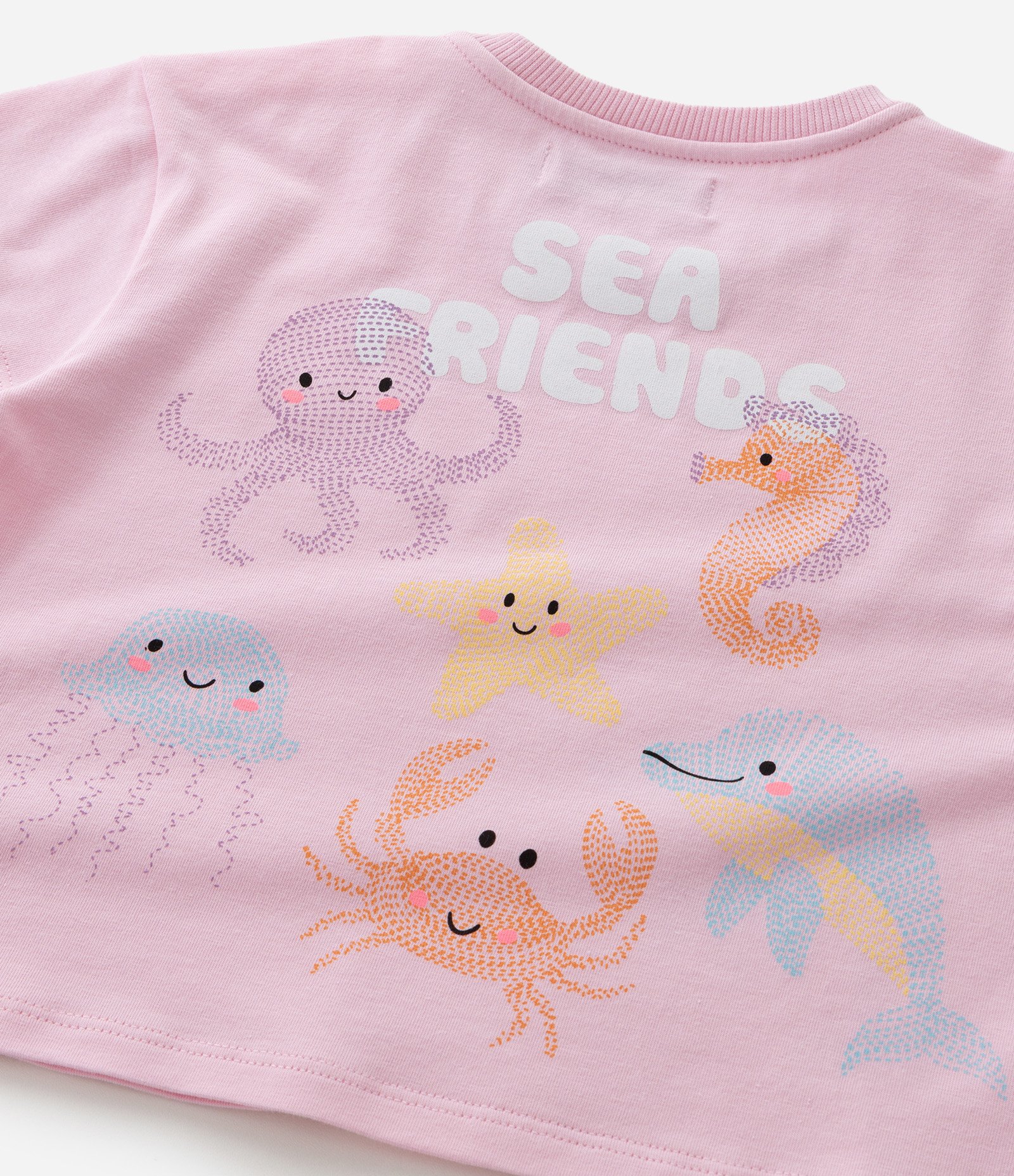 Camiseta Infantil com Estampa Fundo do Mar Sea Friends – Tam 1 A 6 Anos Rosa 4
