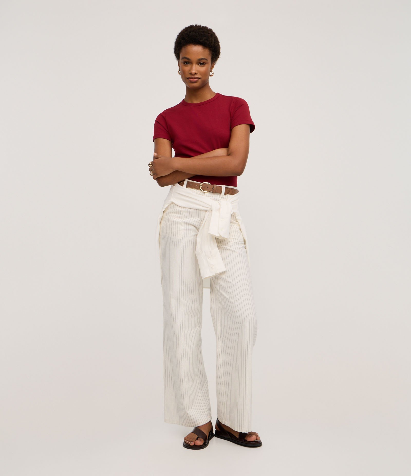 Blusa Slim Básica em Algodão Peruano com Gola Redonda Vermelho 2