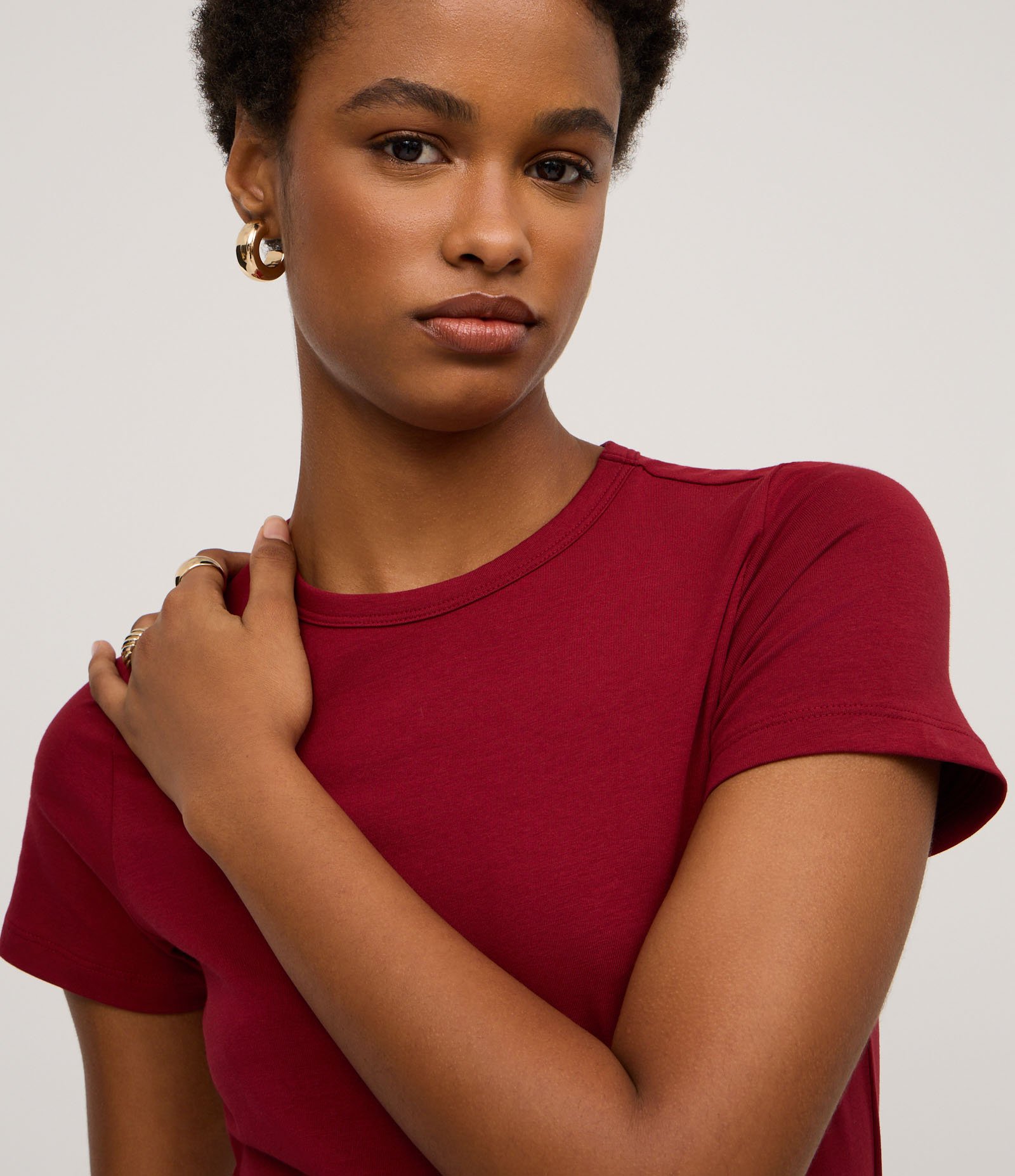 Blusa Slim Básica em Algodão Peruano com Gola Redonda Vermelho 3