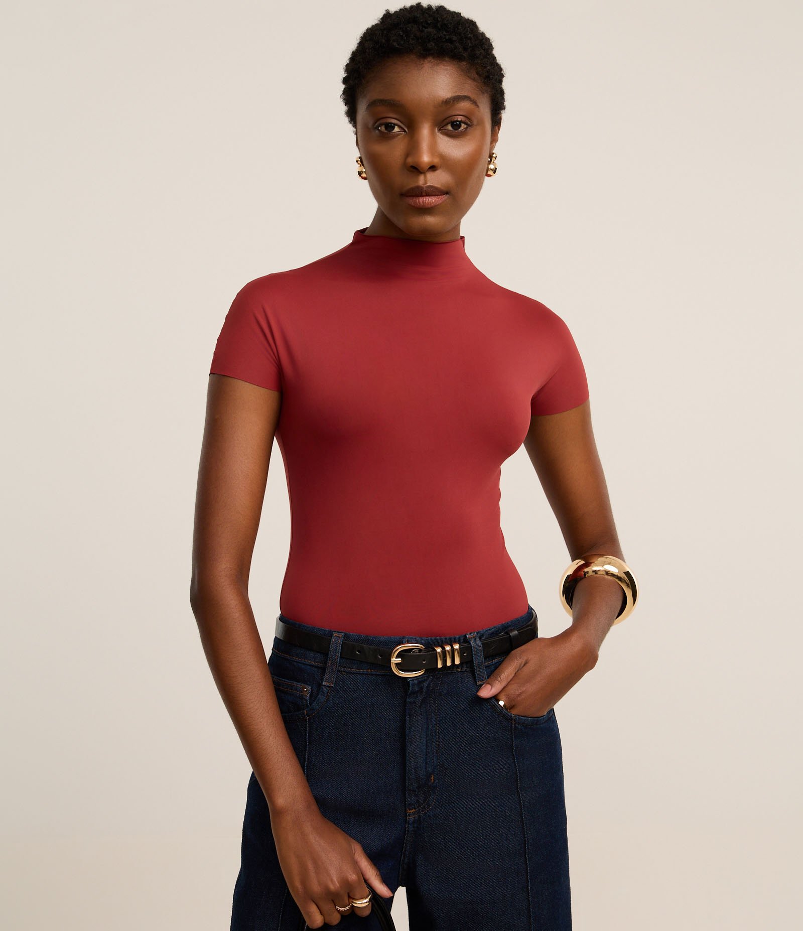 Body em Microfibra com Golinha Média Vermelho 1