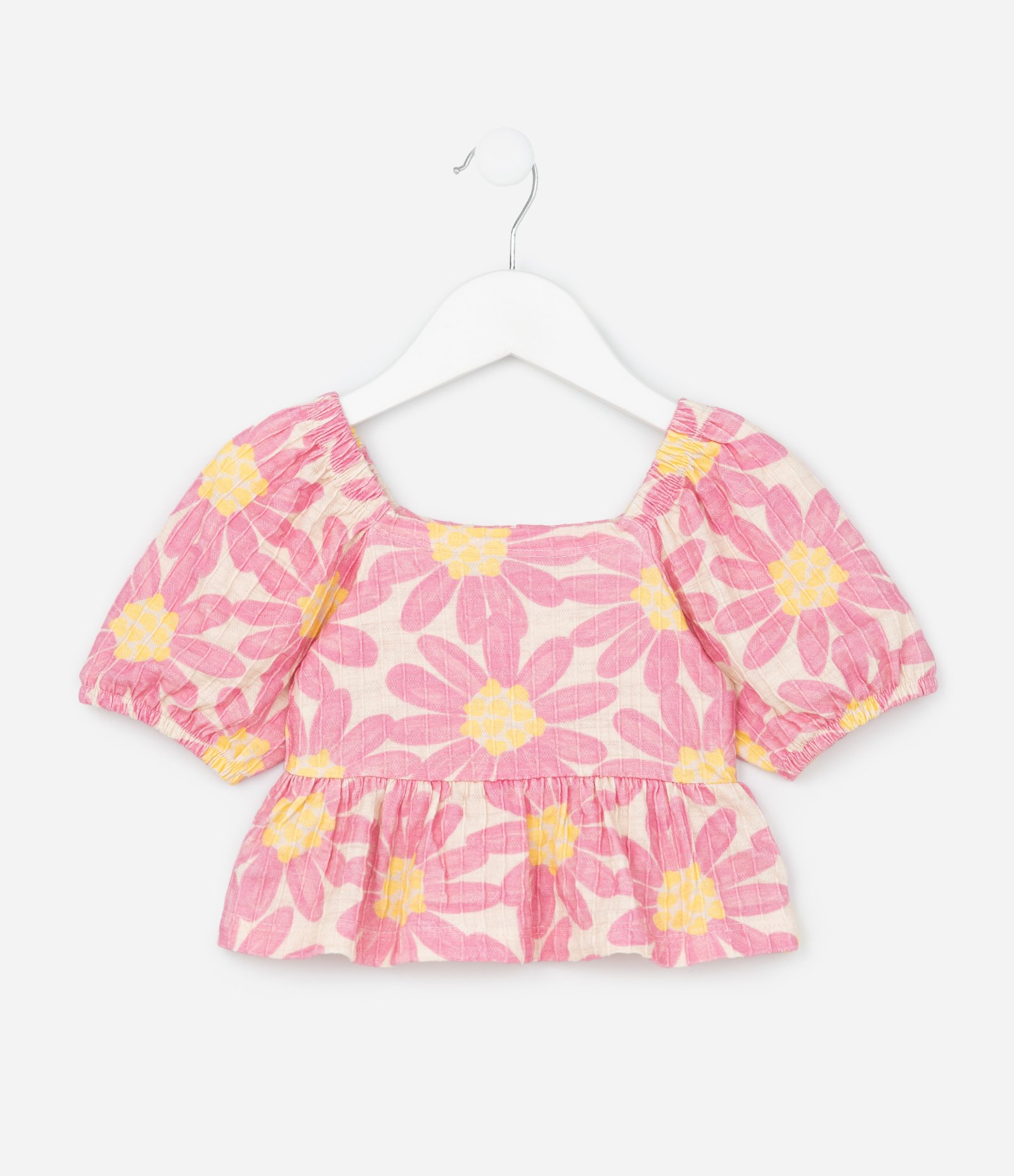 Conjunto Infantil em Algodão com Estampa de Flores - Tam 1 a 5 Anos Rosa 2