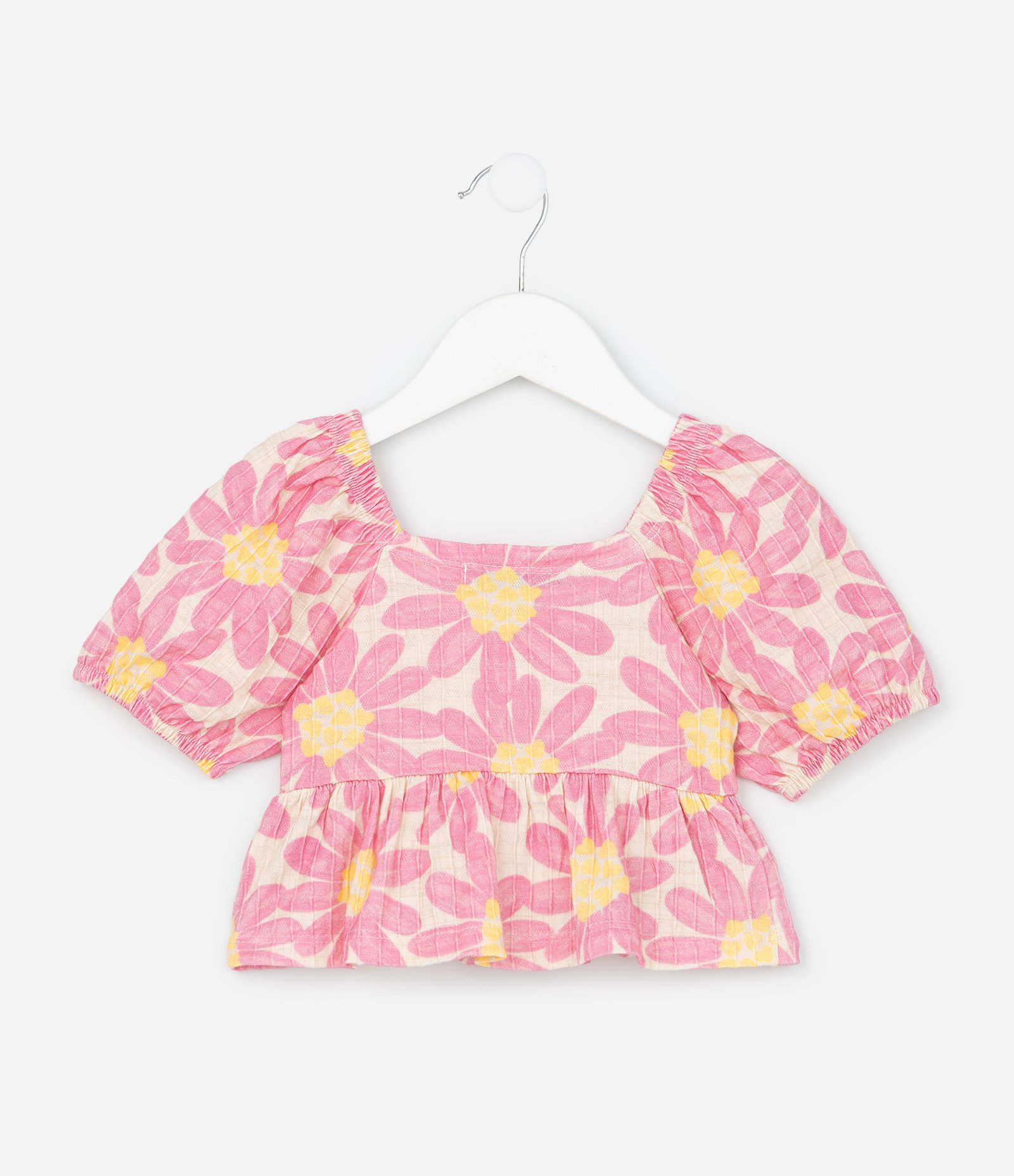 Conjunto Infantil em Algodão com Estampa de Flores - Tam 1 a 5 Anos Rosa 3