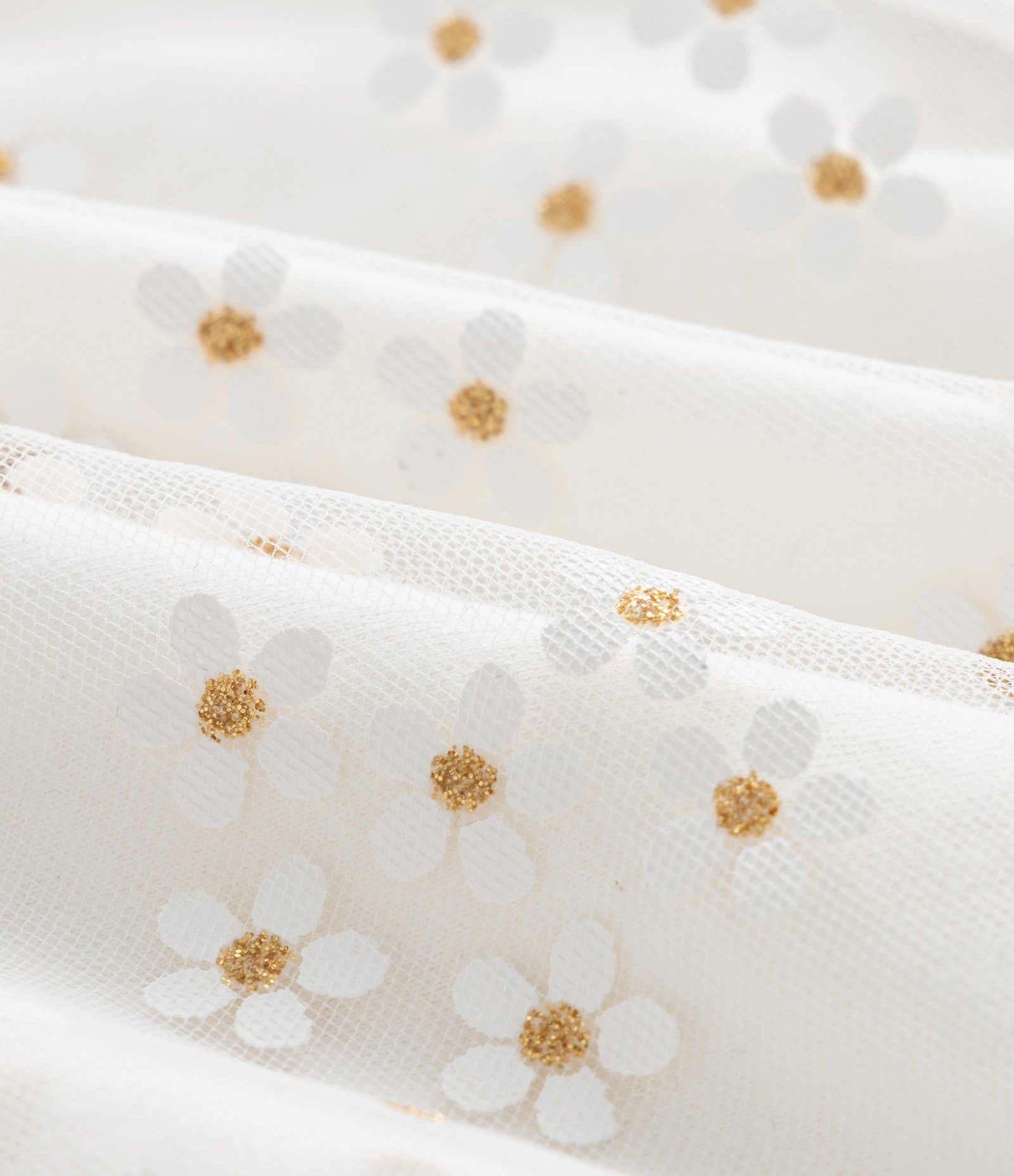 Vestido Infantil em Tule com Estampa de Florzinhas - Tam 1 a 6 Anos Branco 4