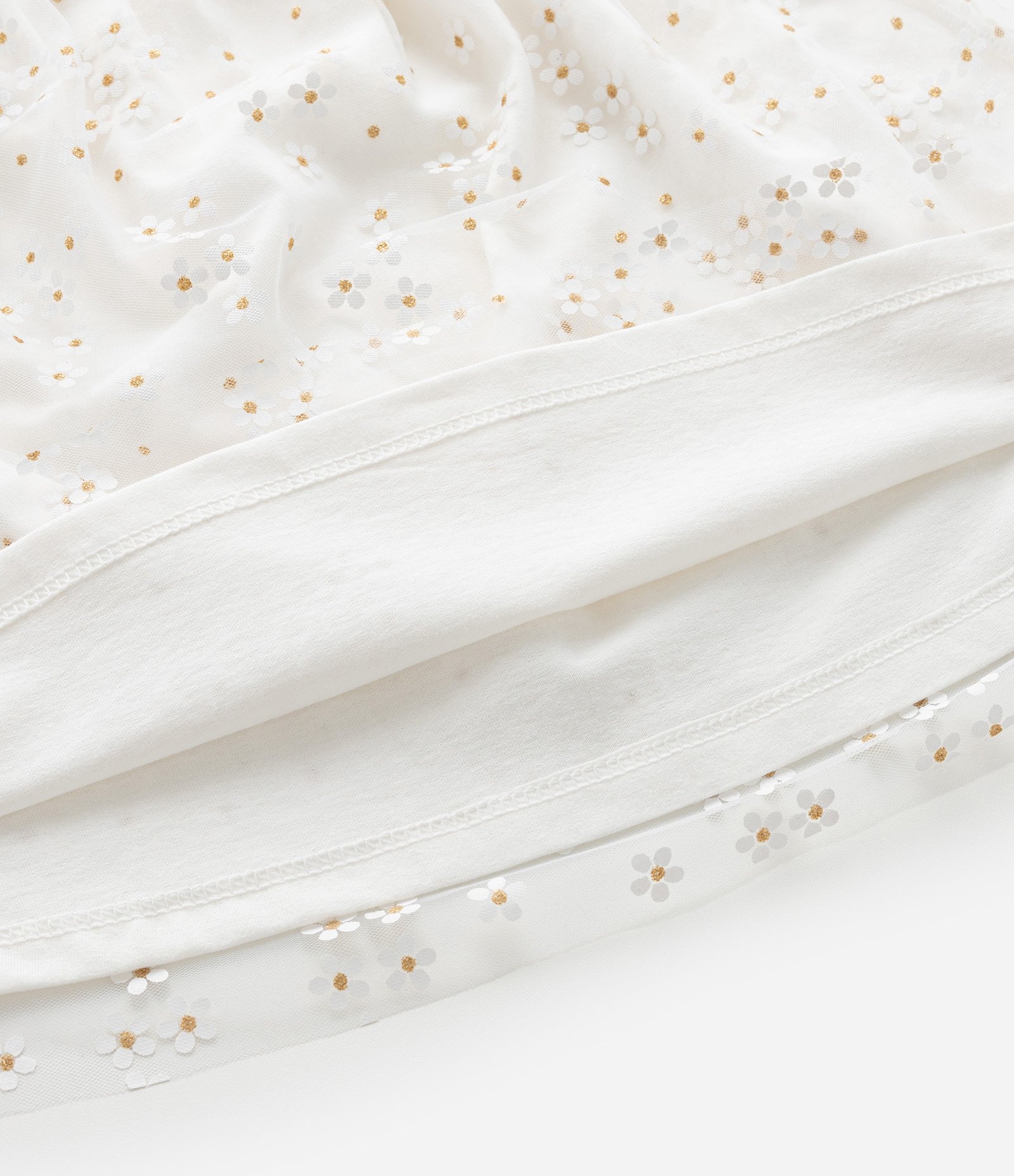 Vestido Infantil em Tule com Estampa de Florzinhas - Tam 1 a 6 Anos Branco 5