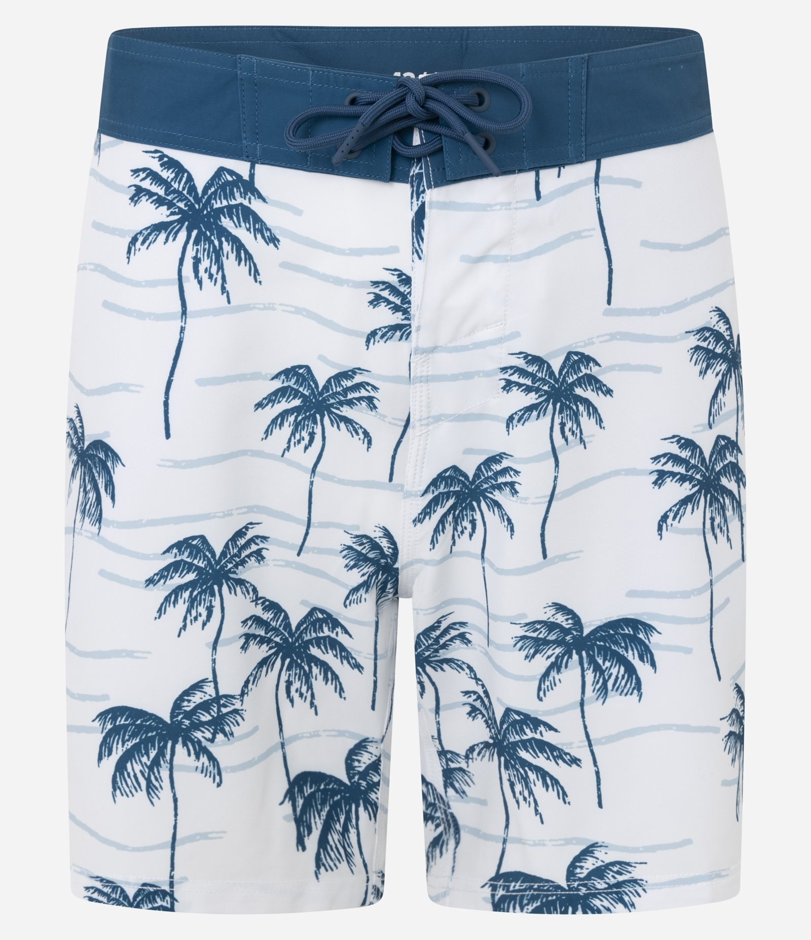 Bermuda de Banho em Microfibra Leve com Estampa Tropical de Coqueiros Praianos Branco 4