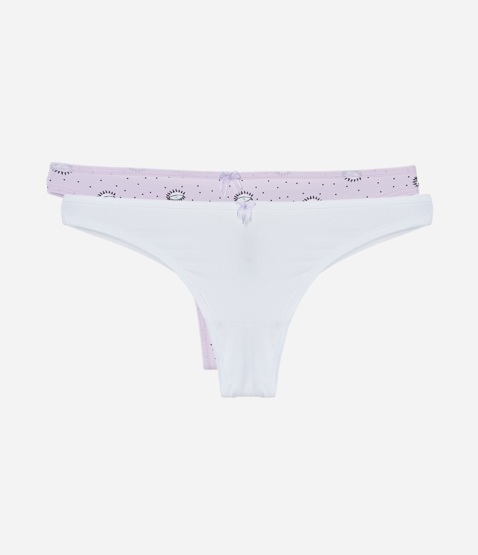 Kit 02 Calcinha Biquíni String em Microfibra com Fio Duplo Lilás/Branco 1