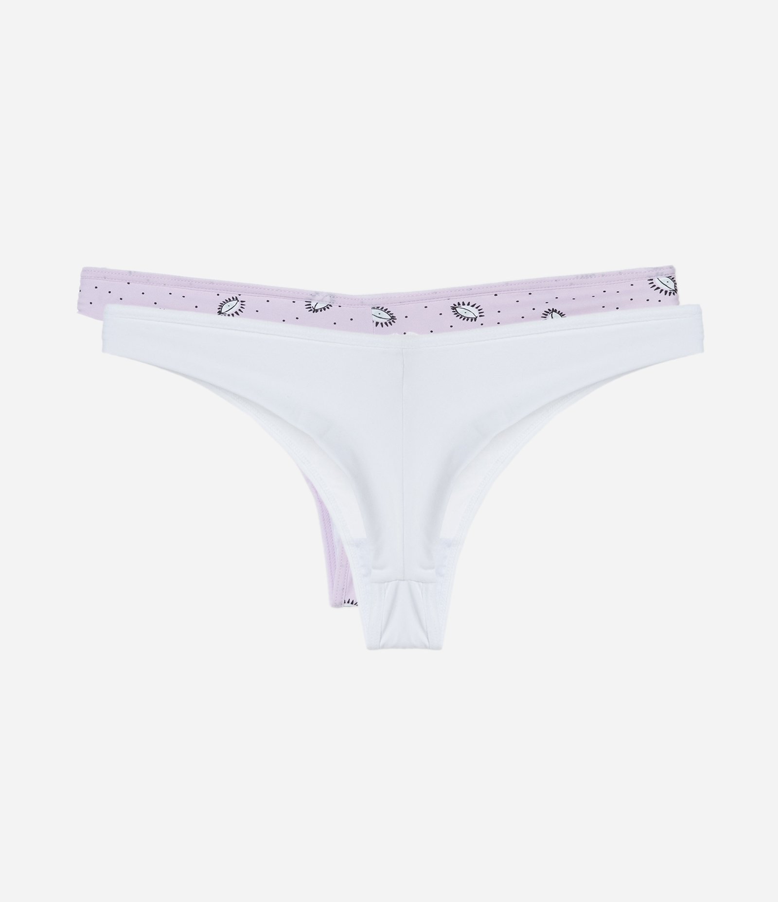 Kit 02 Calcinha Biquíni String em Microfibra com Fio Duplo Lilás/Branco 2