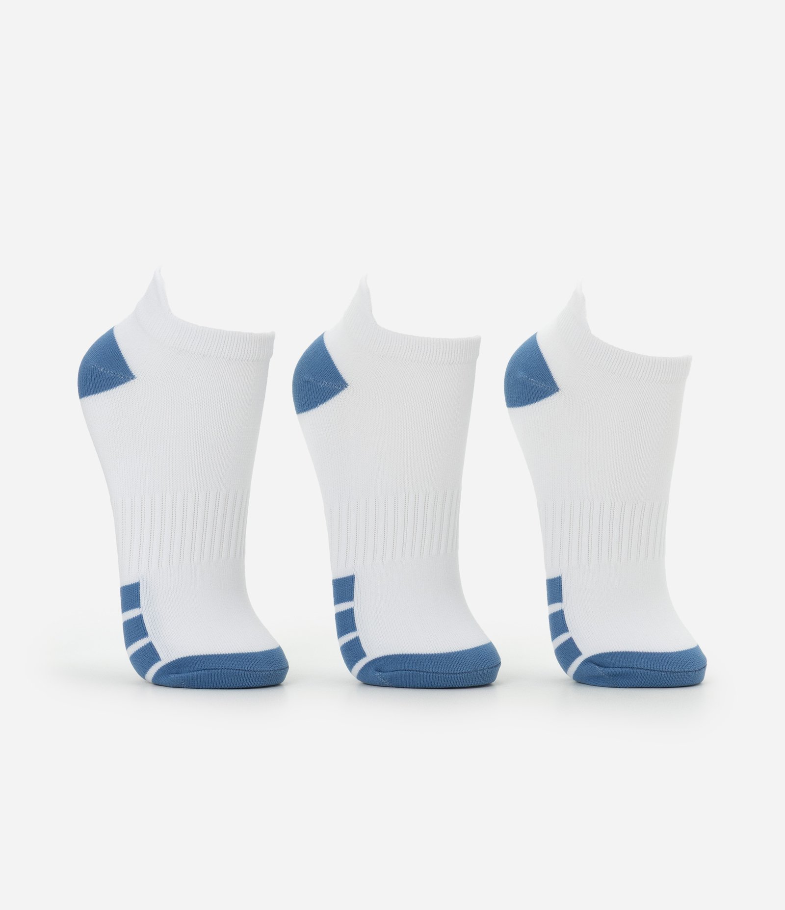 Kit 03 Meias Cano Baixo Esportivas em Poliamida com Listras Branco 2