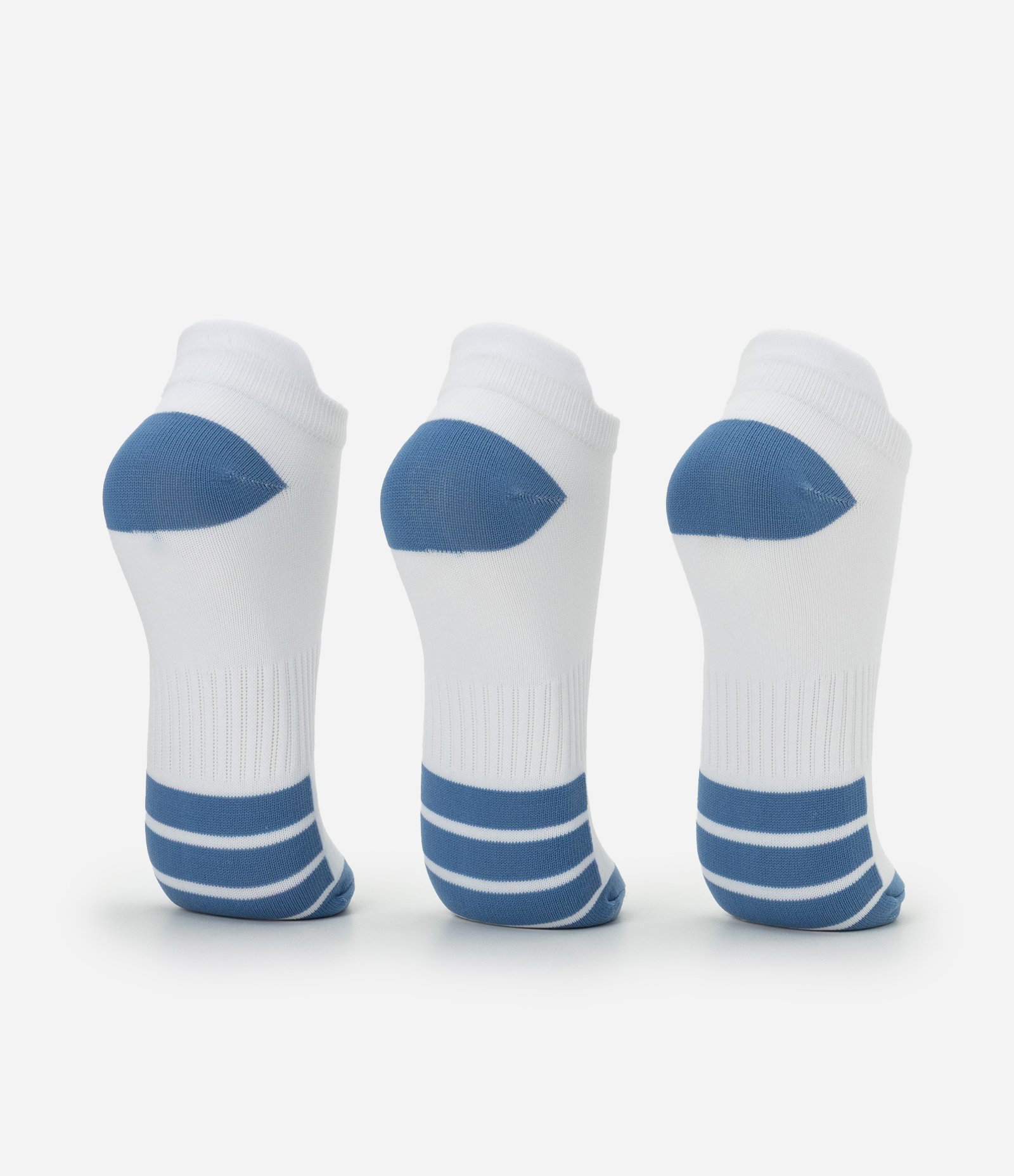 Kit 03 Meias Cano Baixo Esportivas em Poliamida com Listras Branco 3