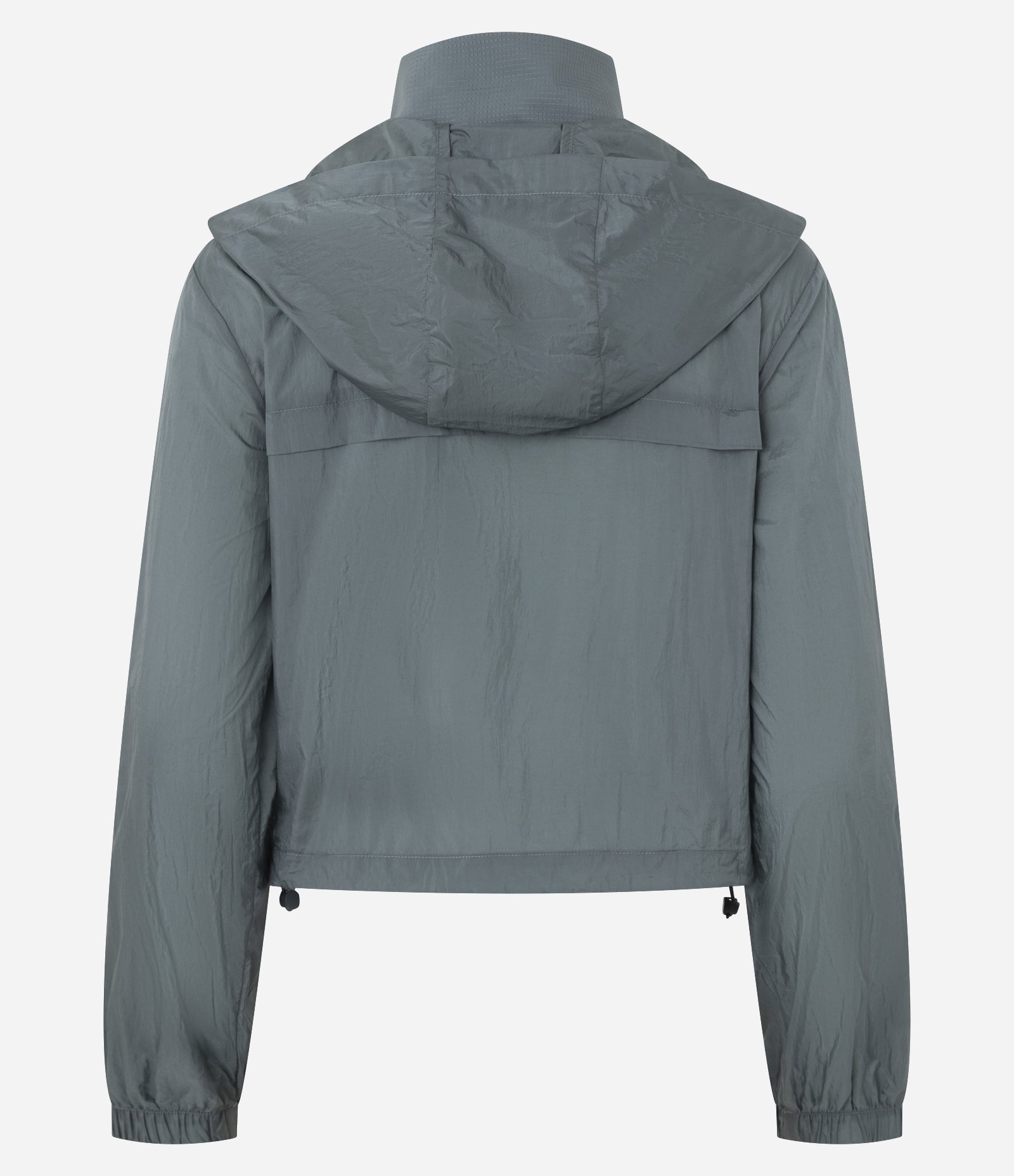 Jaqueta Corta Vento Cropped Esportiva com Saquinho Verde Acinzentado 6