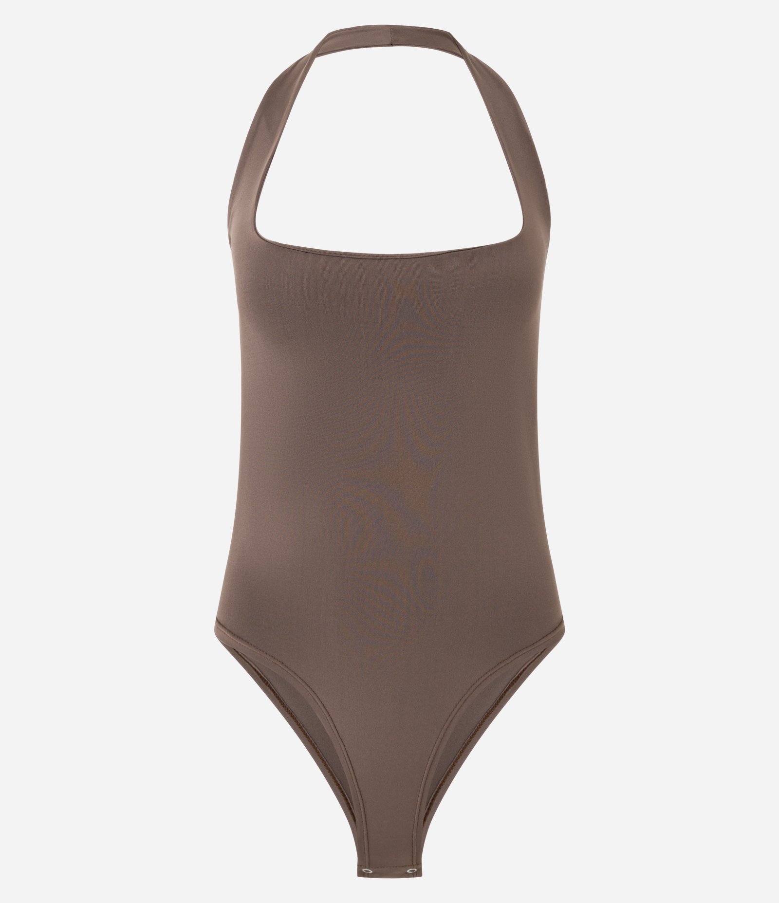 Body Frente Única em Microfibra com Decote Quadrado Marrom 5