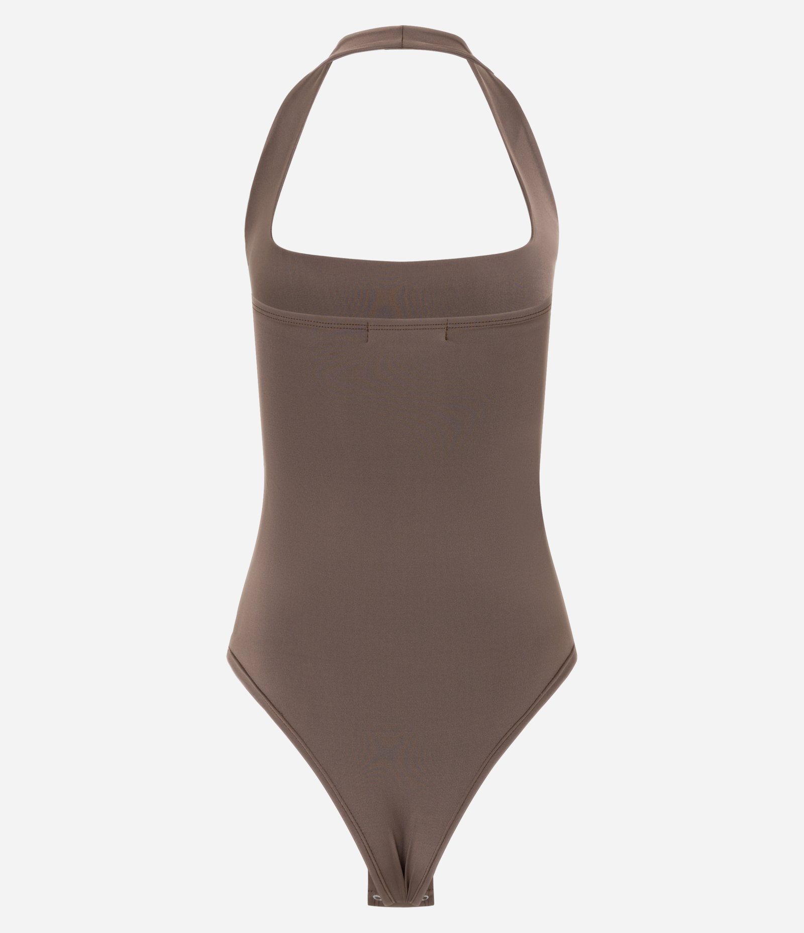 Body Frente Única em Microfibra com Decote Quadrado Marrom 6