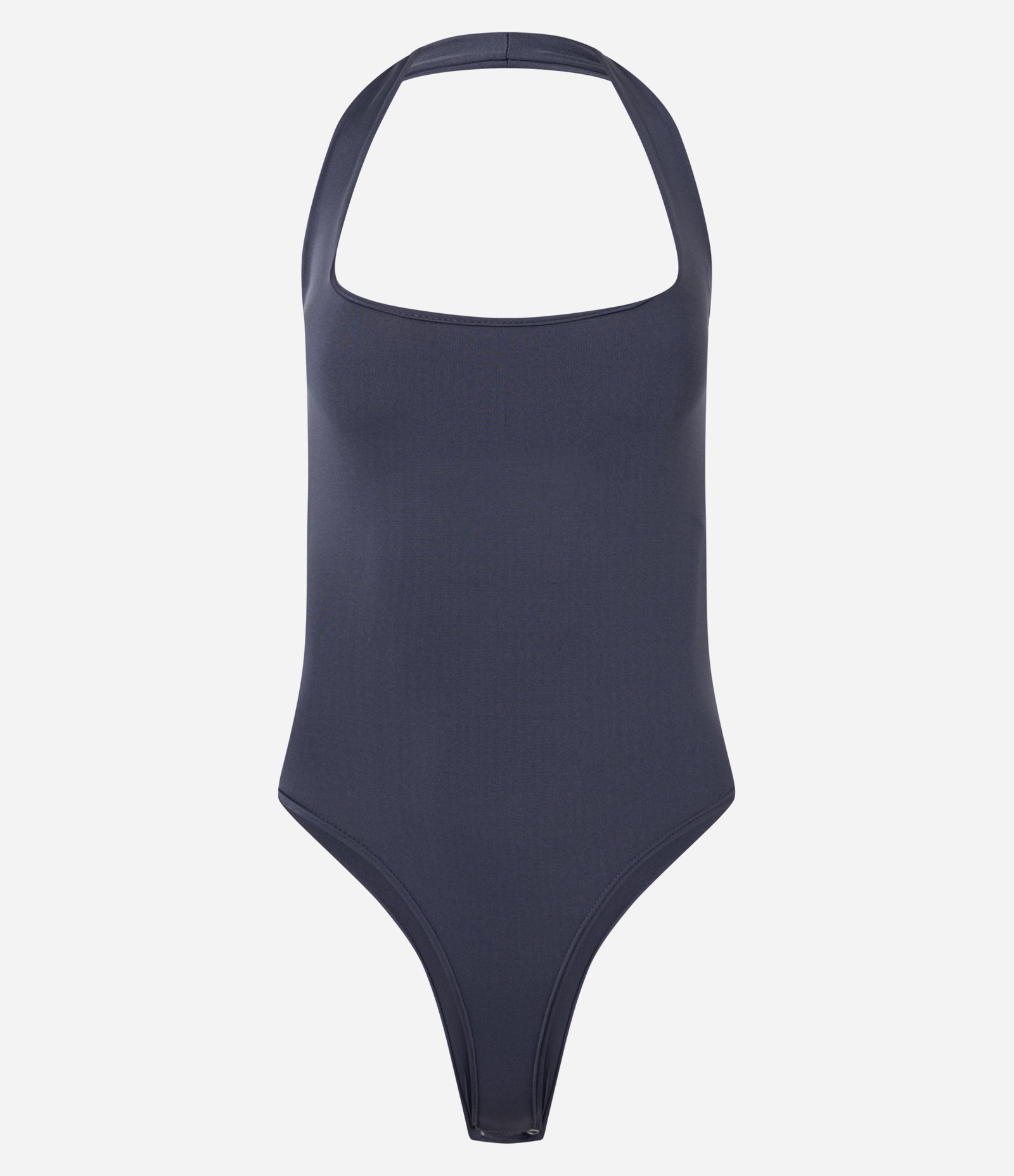 Body Frente Única em Microfibra com Decote Quadrado Cinza 1