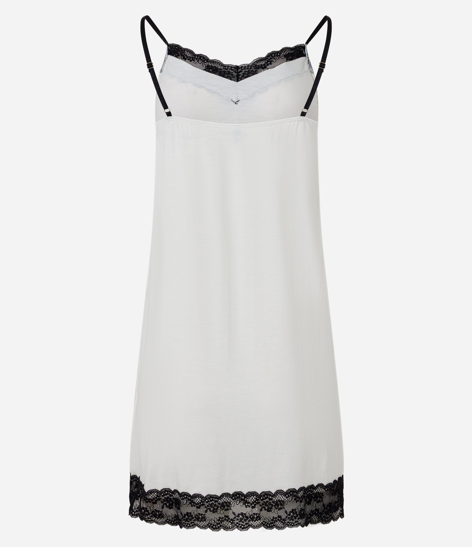 Camisola Curta em Viscolycra com Alcinhas e Renda Contrastante Branco 6