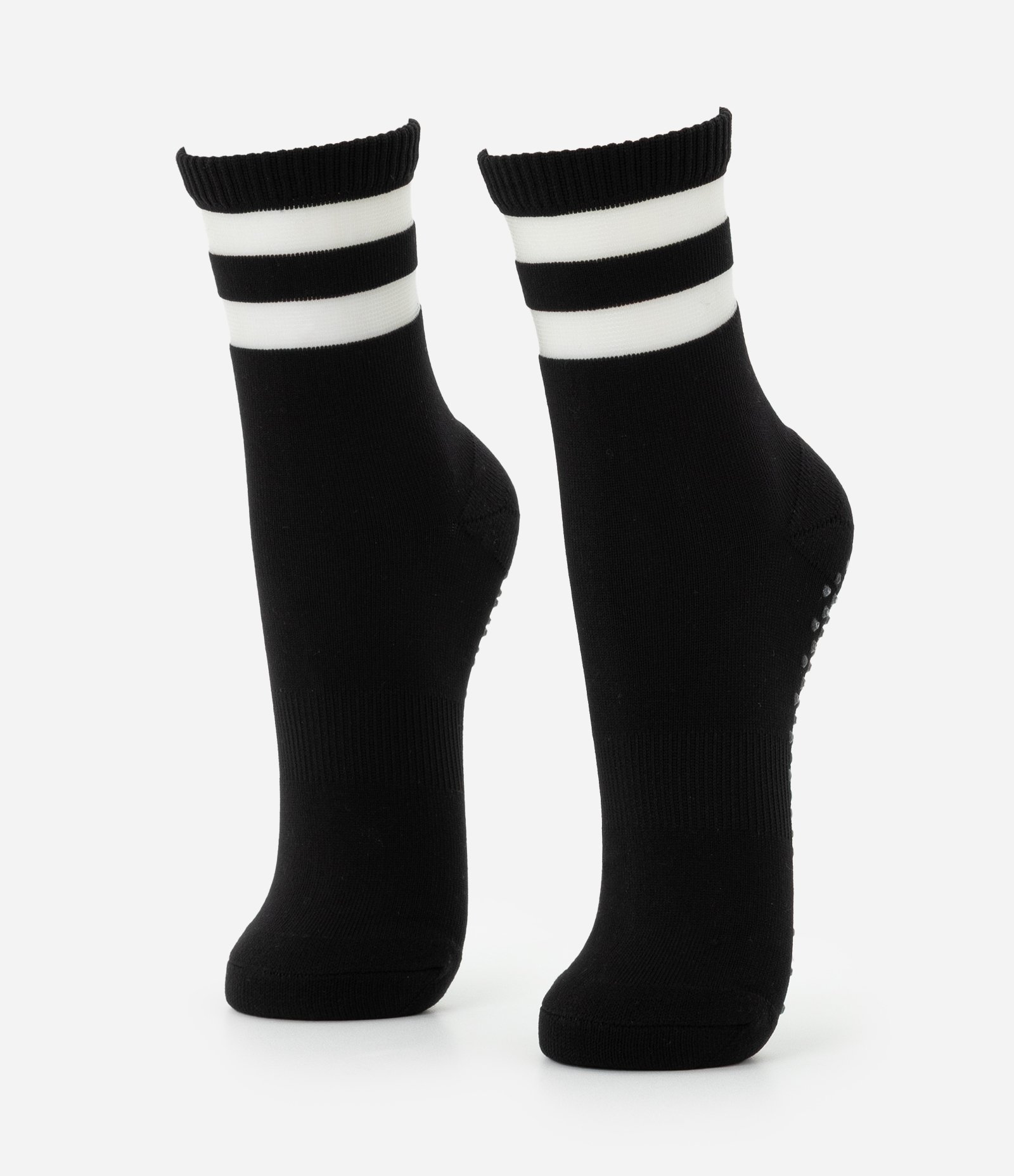 Meia Cano Médio Esportiva em Poliamida com Antiderrapante e Recortes em Tule Preto 1