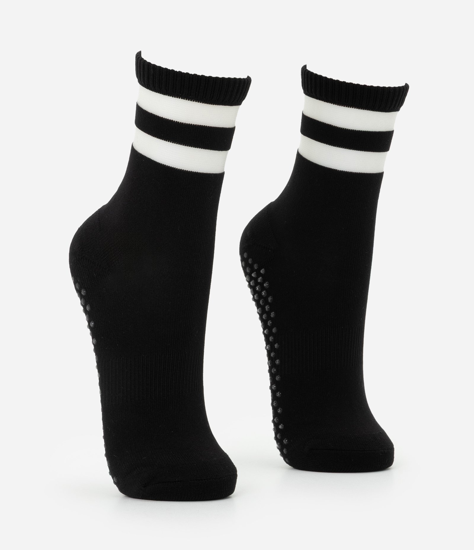 Meia Cano Médio Esportiva em Poliamida com Antiderrapante e Recortes em Tule Preto 2