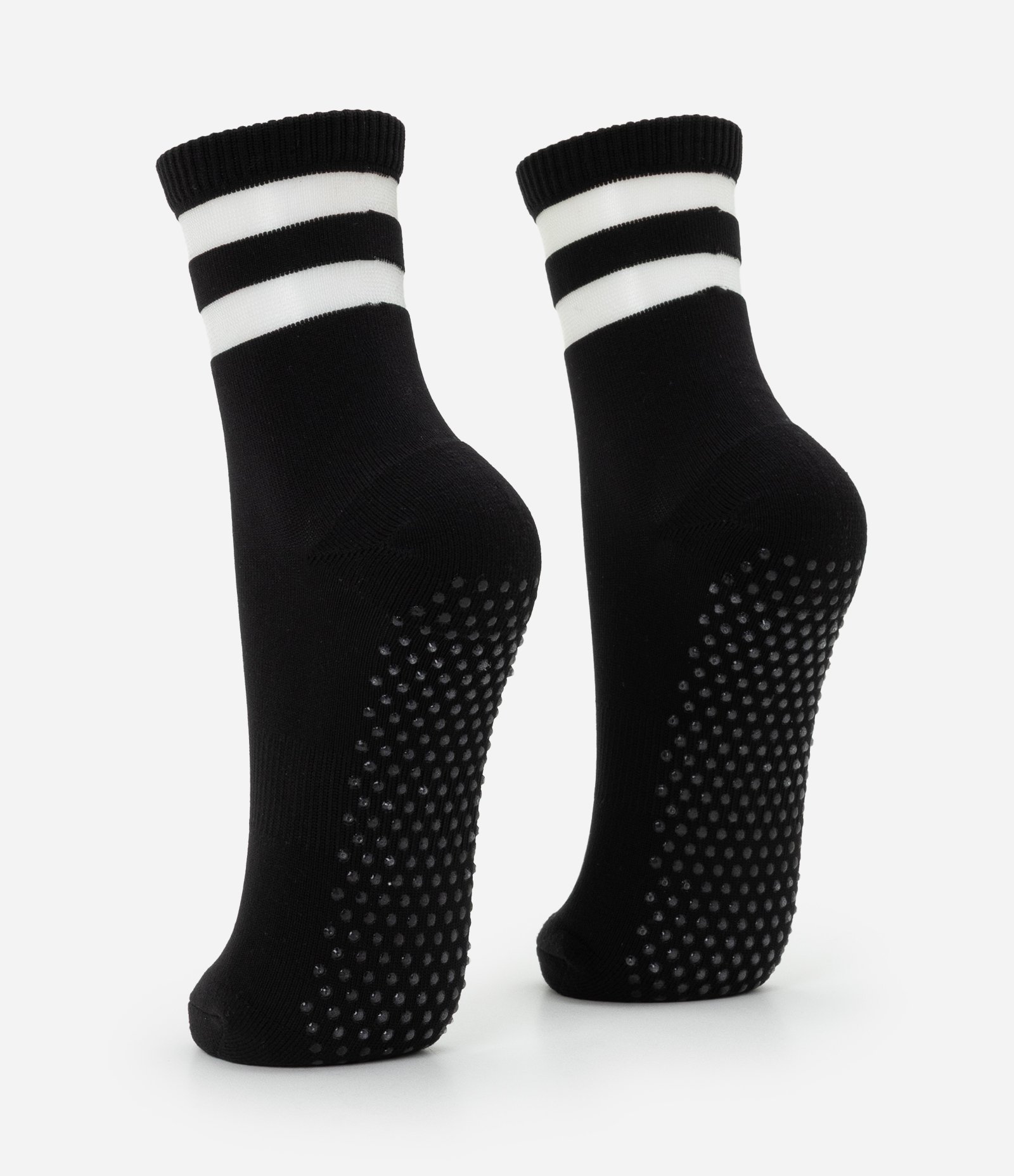 Meia Cano Médio Esportiva em Poliamida com Antiderrapante e Recortes em Tule Preto 3