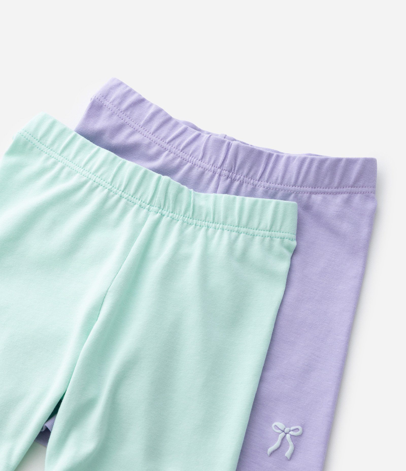 Kit Bermudas Infantil Ciclista Em Algodão Com Bordado - Tam 1 a 6 Anos Verde/Lilás 5