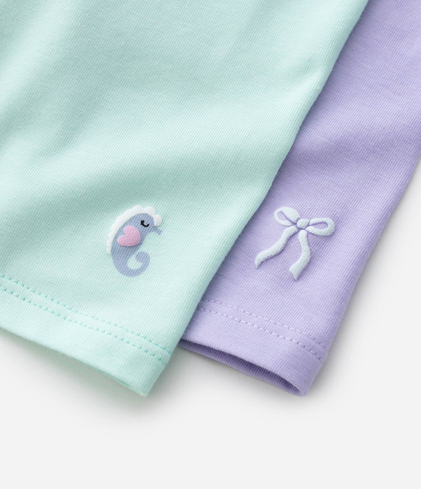 Kit Bermudas Infantil Ciclista Em Algodão Com Bordado - Tam 1 a 6 Anos Verde/Lilás 6