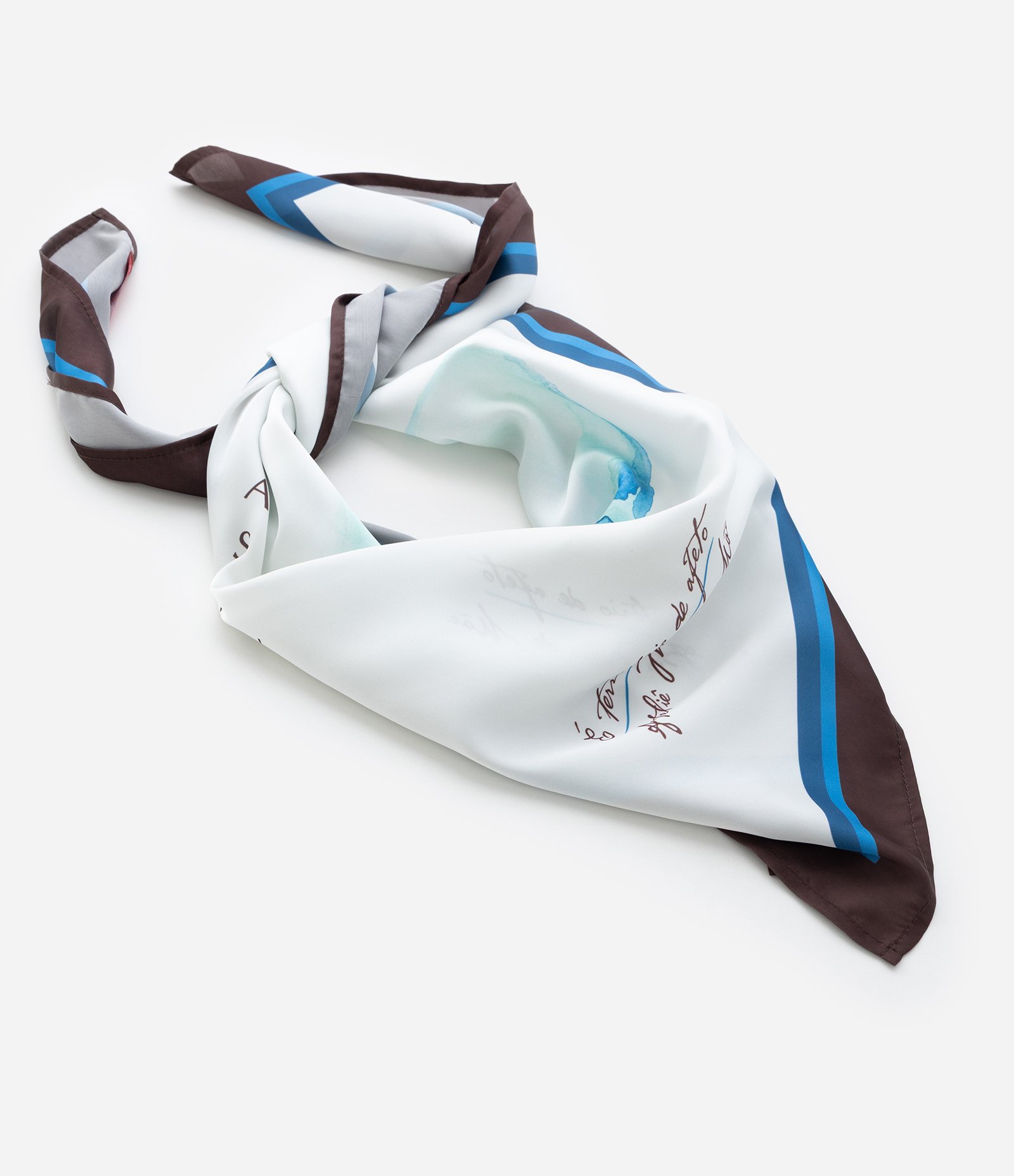 Lenço Retangular em Cetim com Estampa Búzios Branco 5