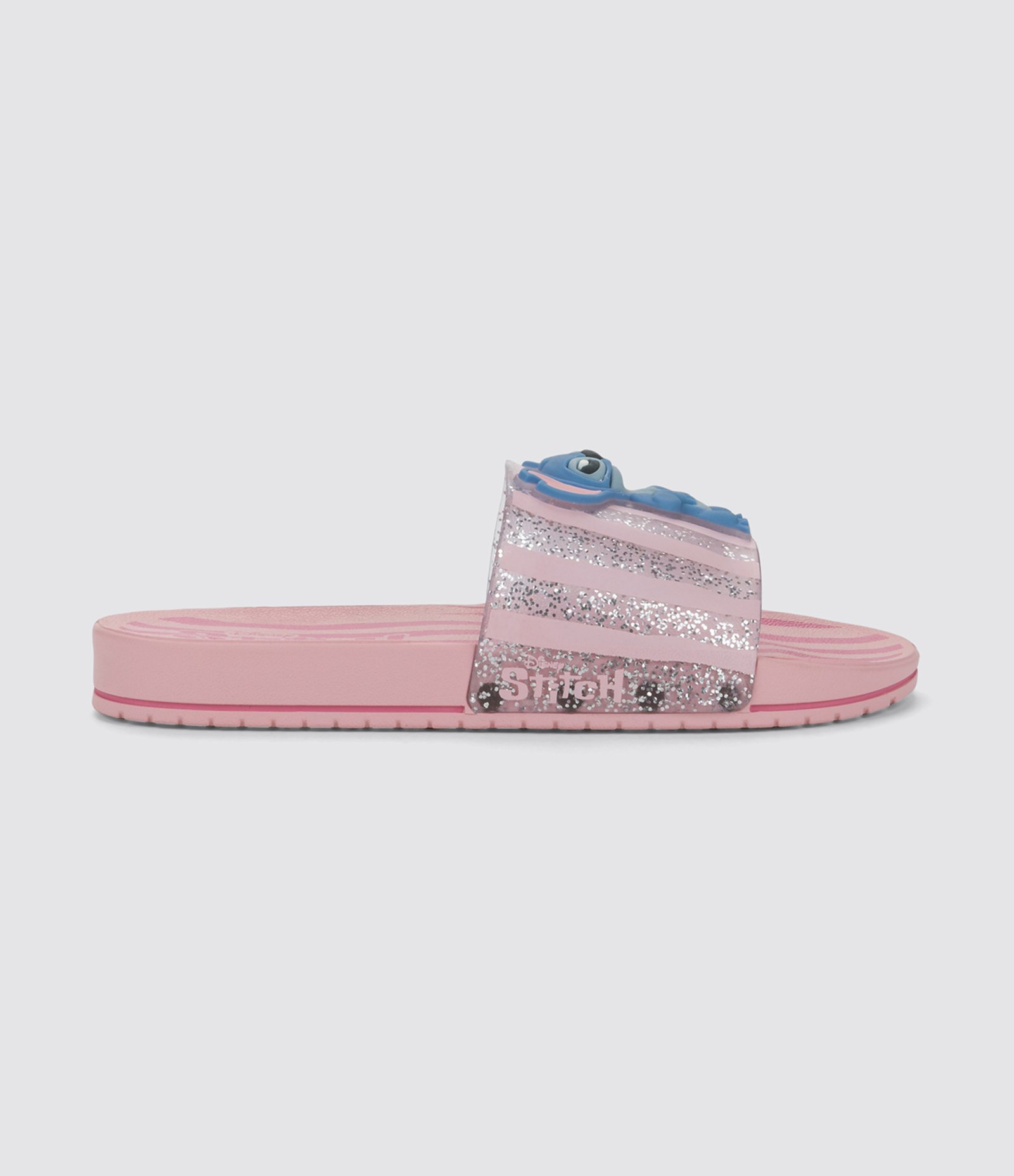 Chinelo Slide Infantil com Glitter e Patch do Stitch - Tam 23 ao 34 Rosa 2