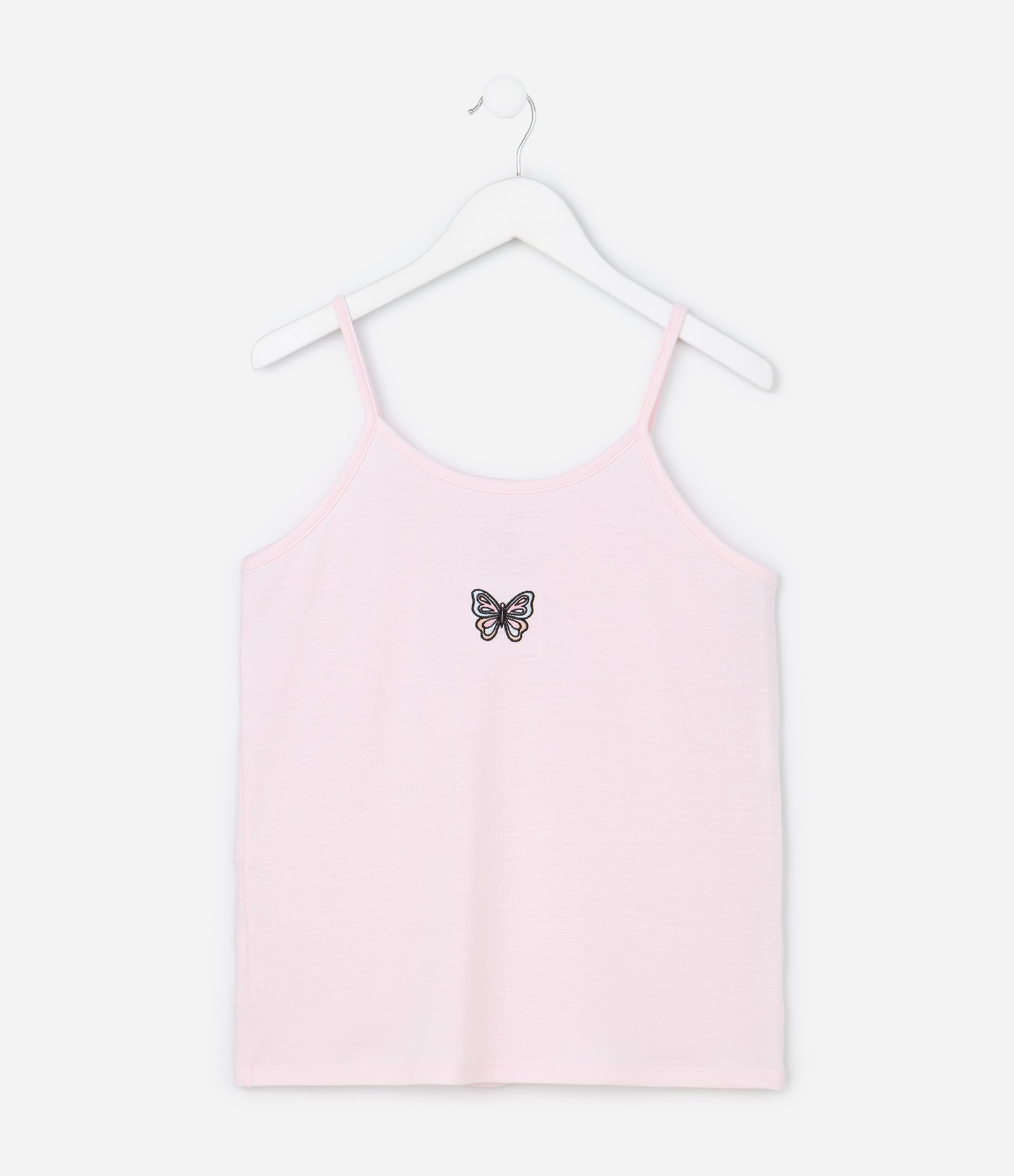 Pijama Infantil Curto em Ribana com Estampa Borboleta - Tam 5 a 14 Anos Rosa 2