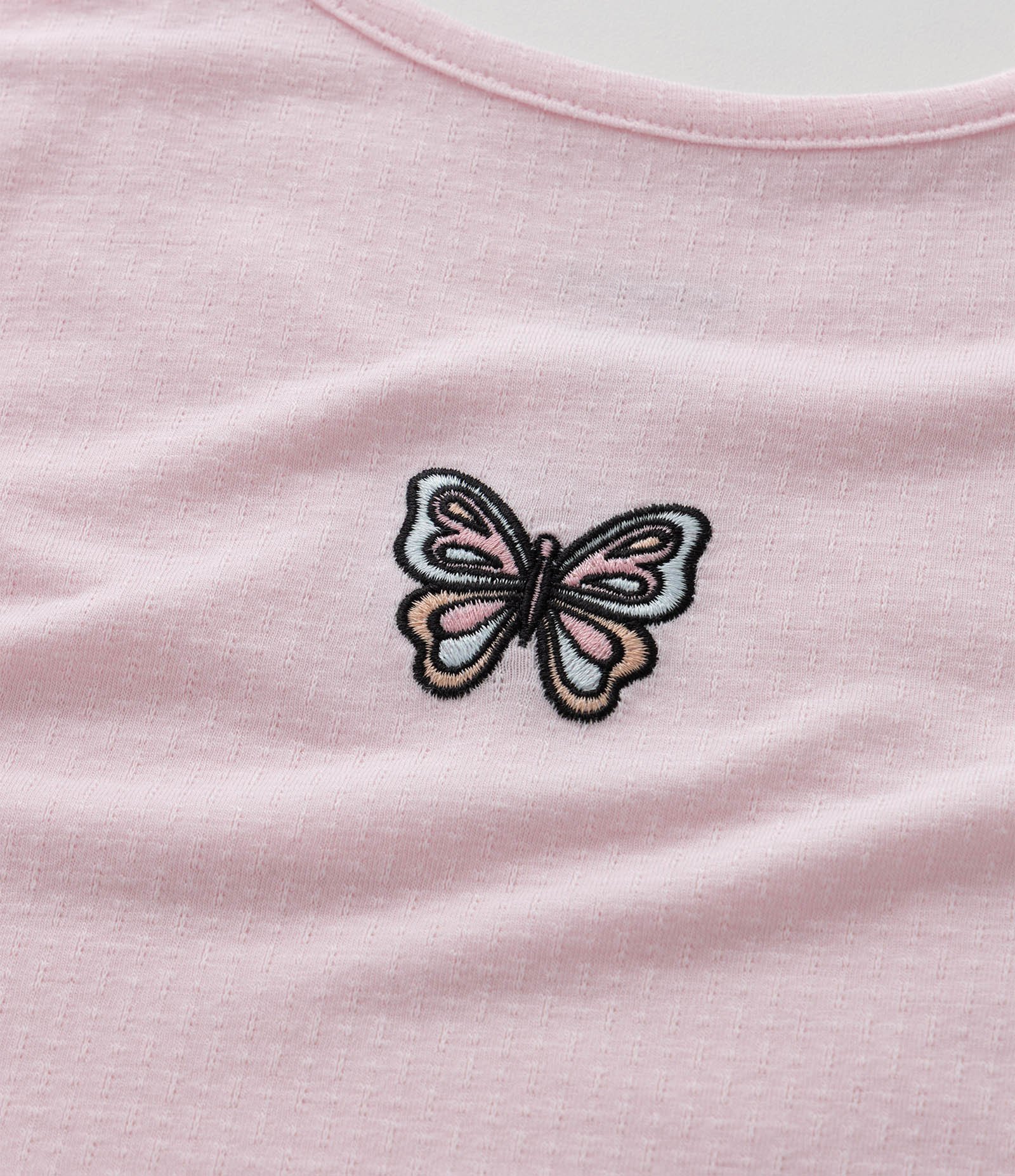 Pijama Infantil Curto em Ribana com Estampa Borboleta - Tam 5 a 14 Anos Rosa 4