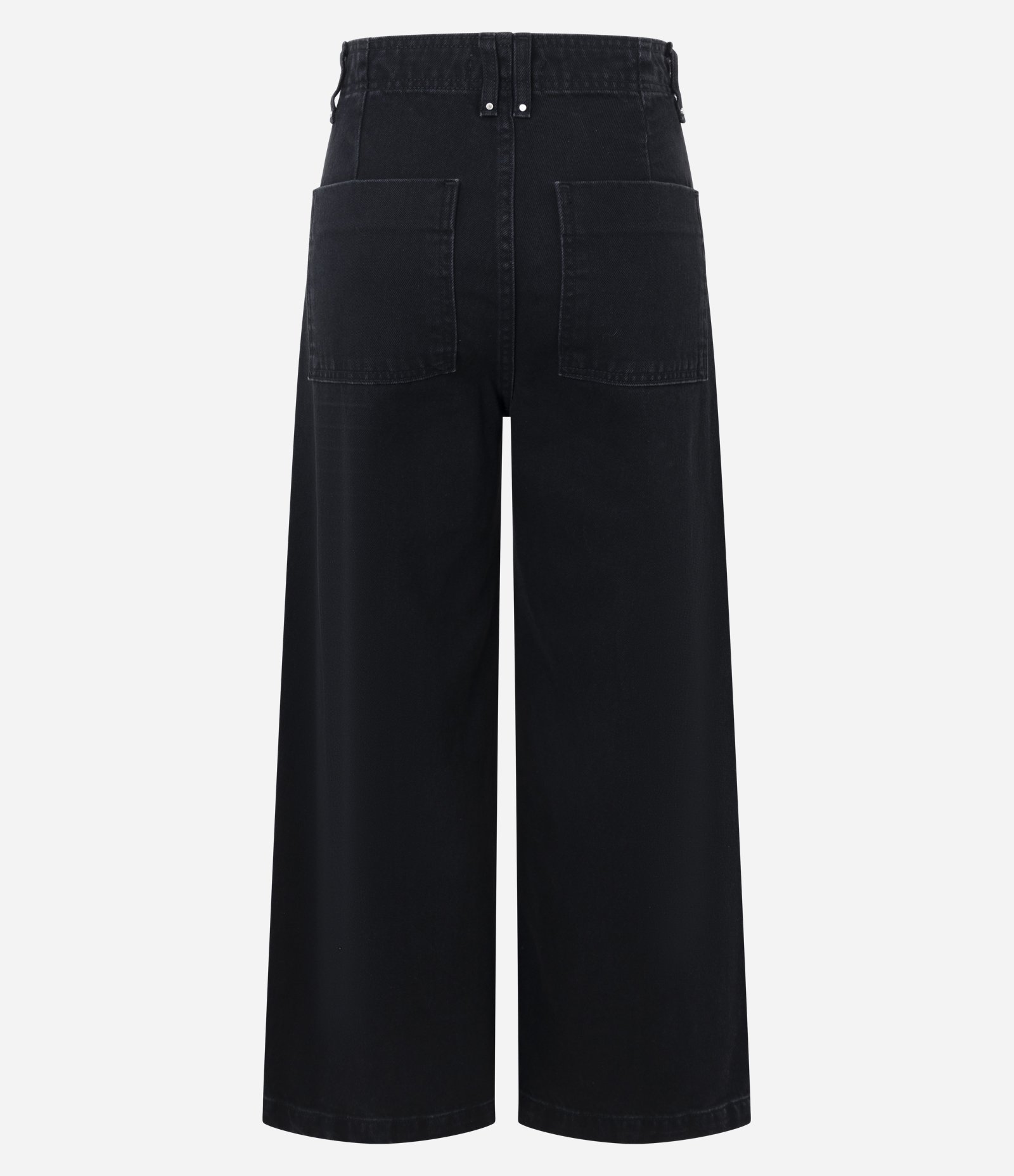 Calça Wide Leg Cropped em Jeans com Cós Alfaiatado Preto 6