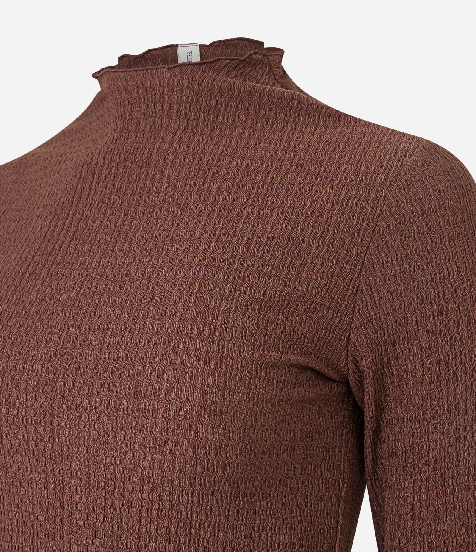 Blusa Texturizada com Golinha Alta Marrom 2