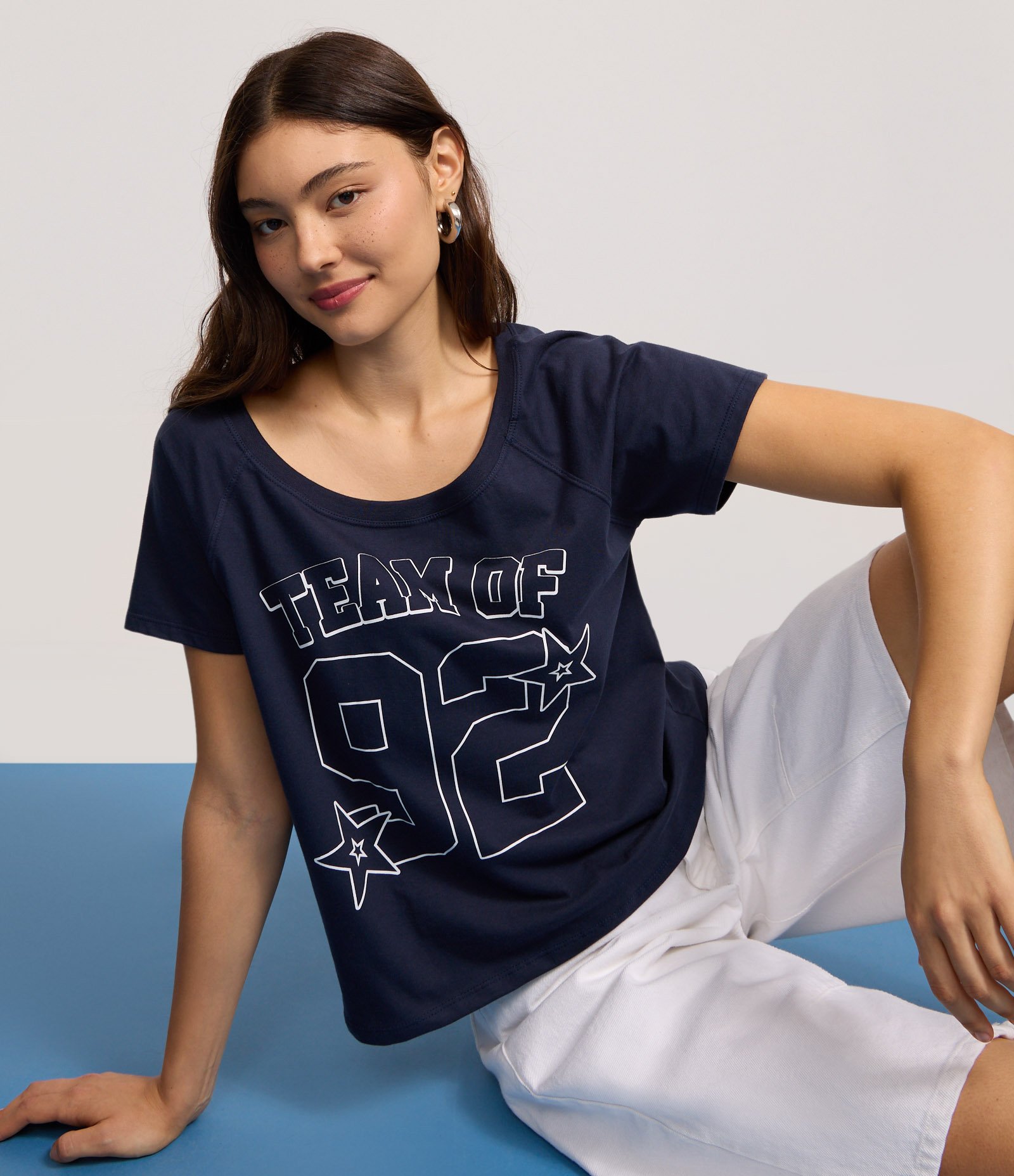 Blusa em algodão com Estampa lettering Números Azul 4