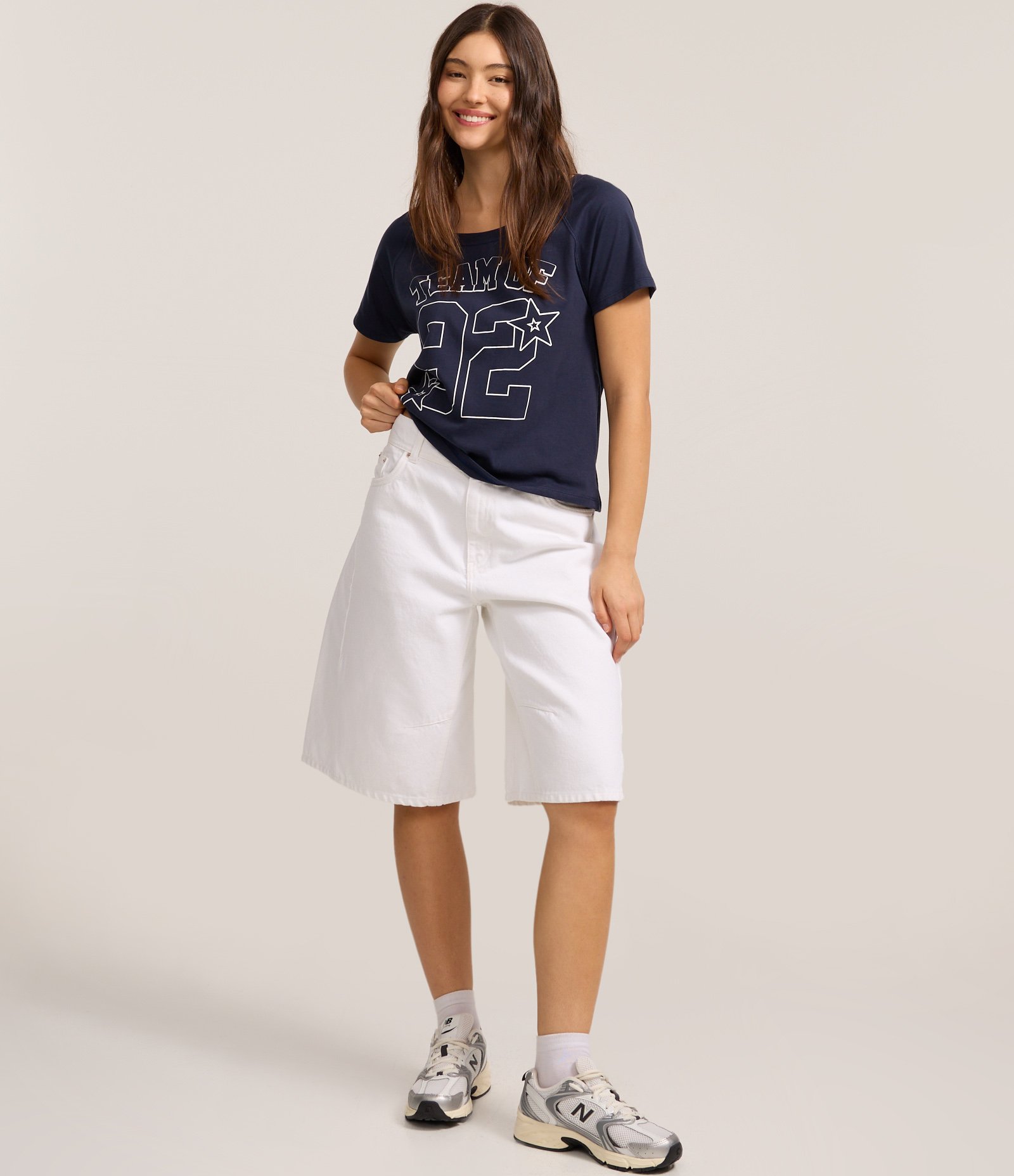 Blusa em algodão com Estampa lettering Números Azul 2