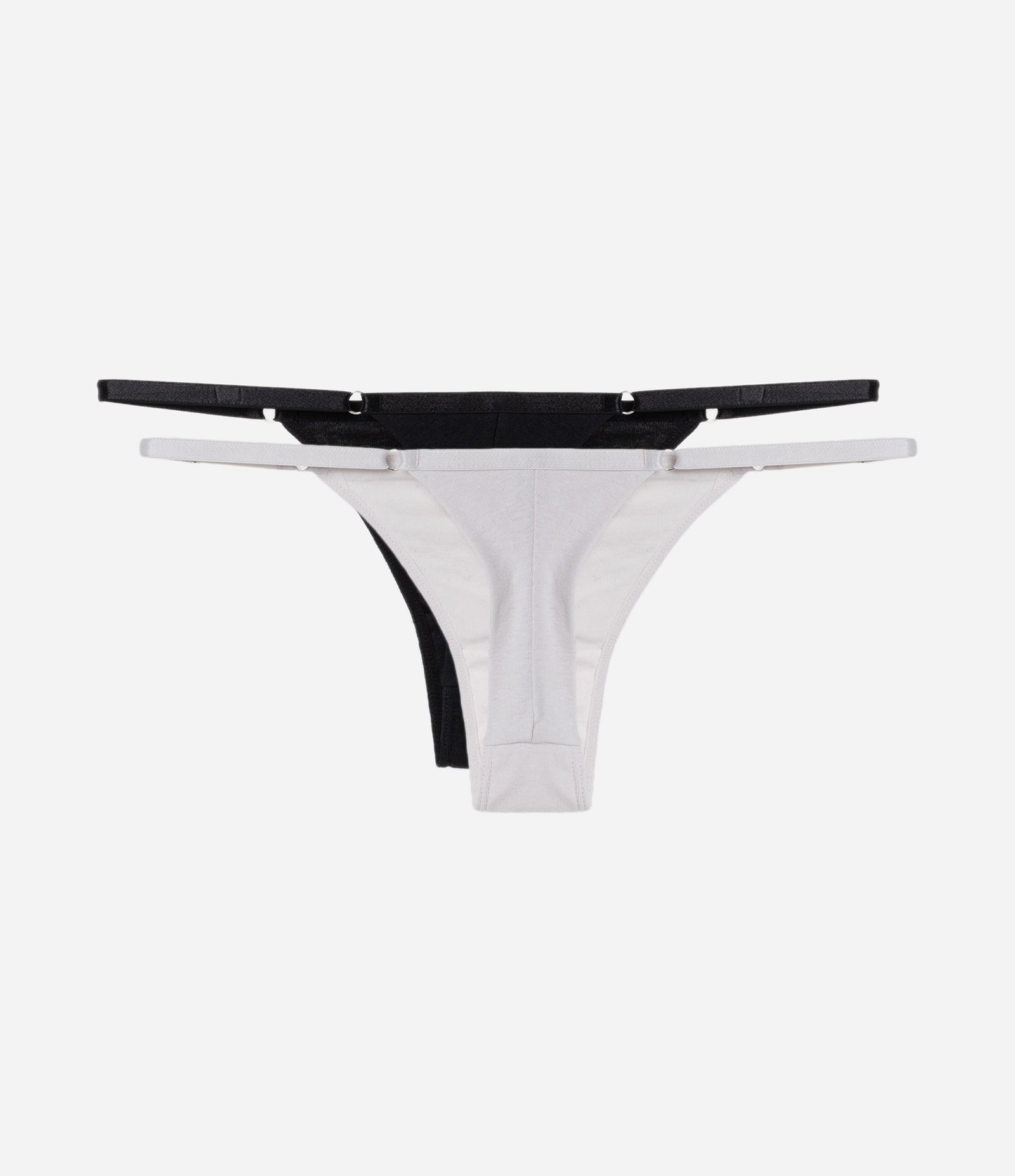 Kit 02 Calcinhas String Fio Duplo em Algodão Preto/Lilás 2