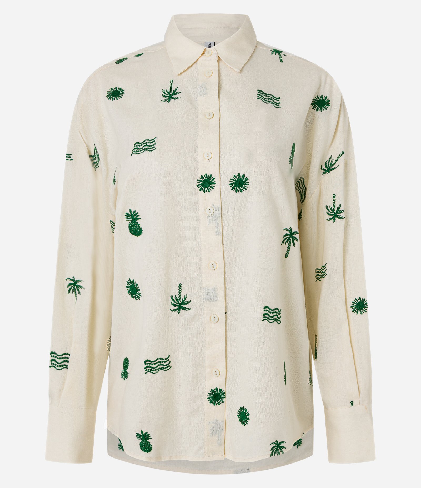 Camisa em VIscolinho com Bordado Tropical Off White 5