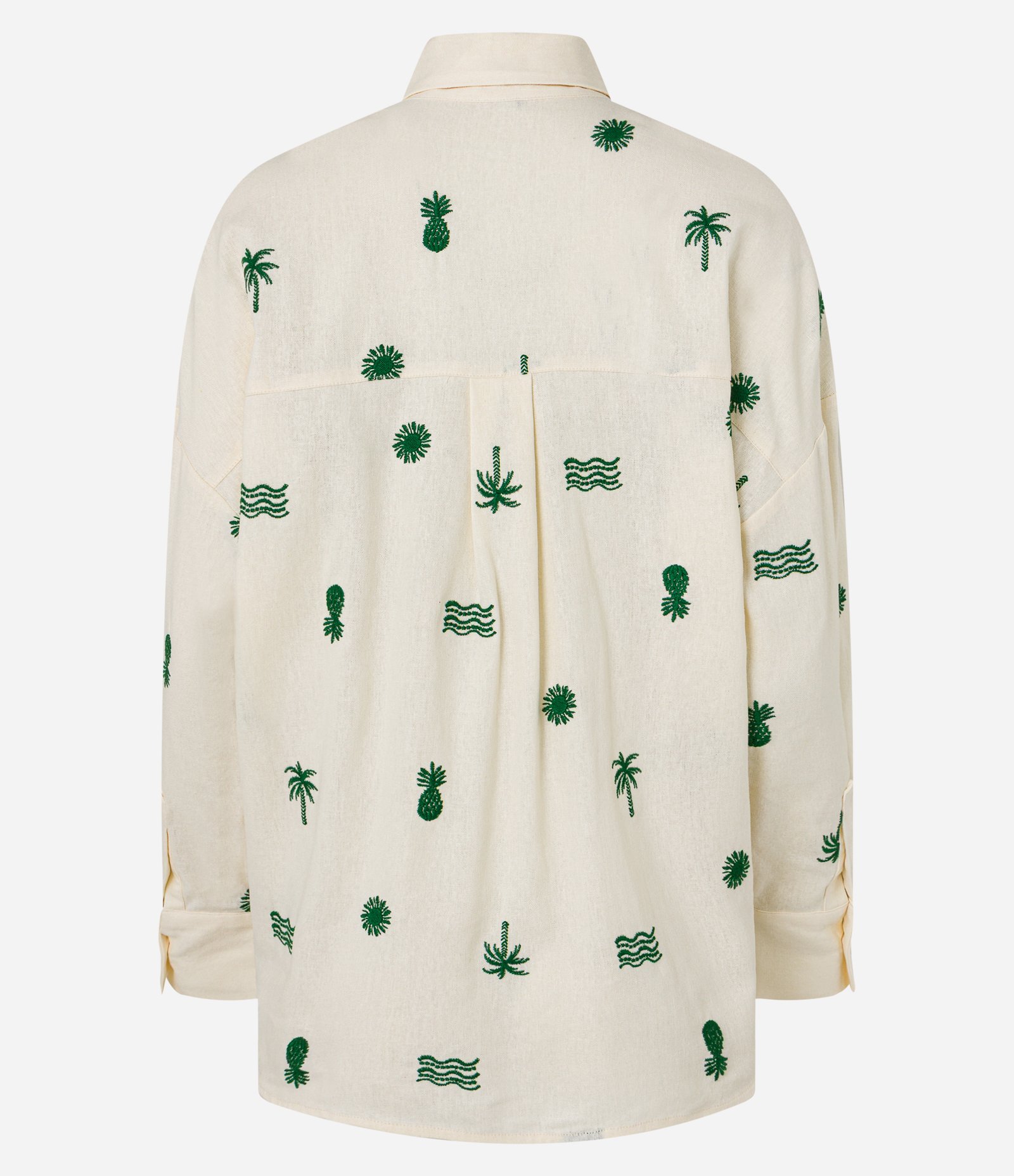 Camisa em VIscolinho com Bordado Tropical Off White 7