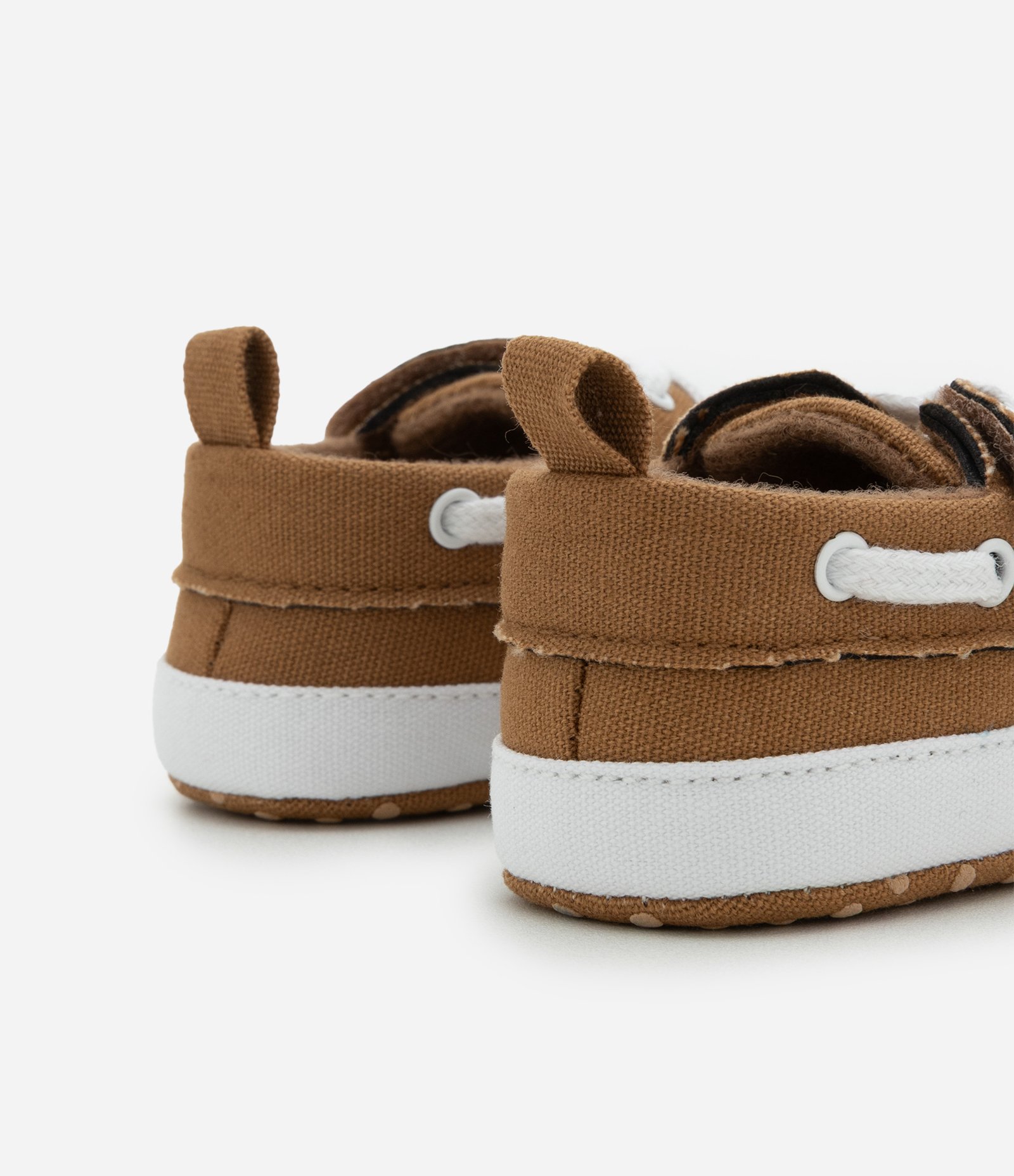 Tênis Infantil Sarja Liso com Velcro e Cadarço - Tam 14 a 19 Meses Marrom 2