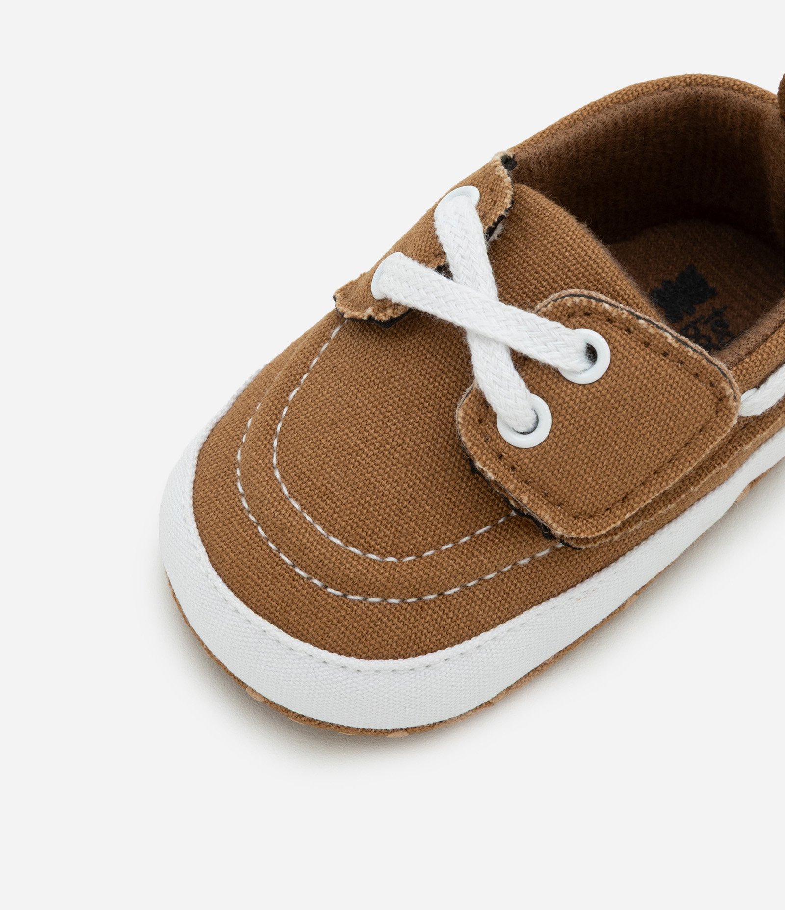 Tênis Infantil Sarja Liso com Velcro e Cadarço - Tam 14 a 19 Meses Marrom 3