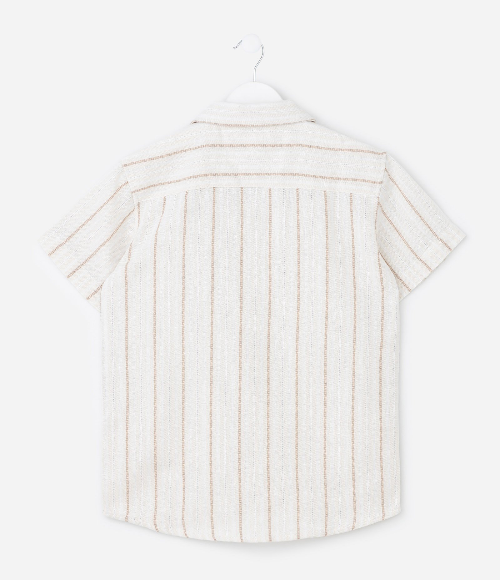 Camisa Infantil com Estampa de Listras e Texturizada - Tam 5 a 14 Anos Branco 2
