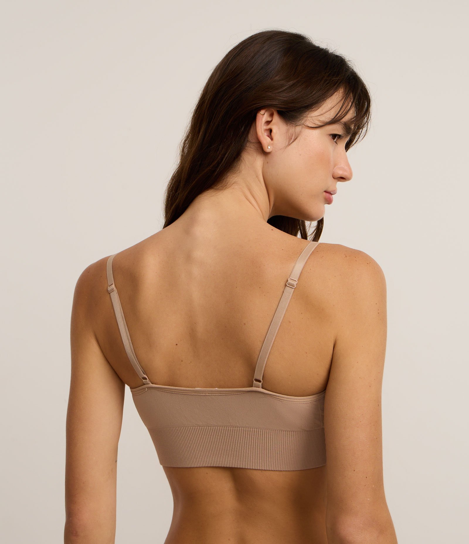 Sutiã Top com Bojo Sem Aro Seamless Tri FIl Bege 4