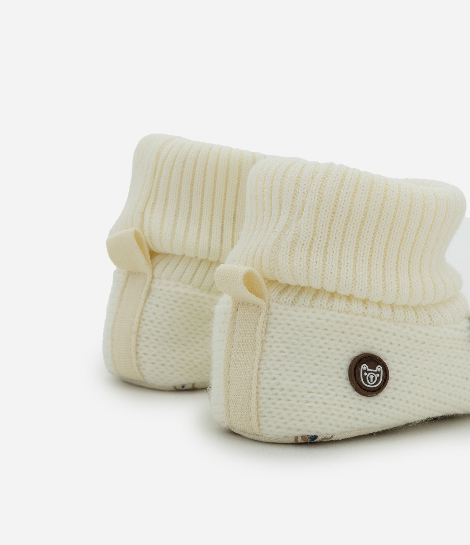 Bota Infantil em Tricô com Bordado de Ursinho – Tam 0 a 12 Meses Off White 2
