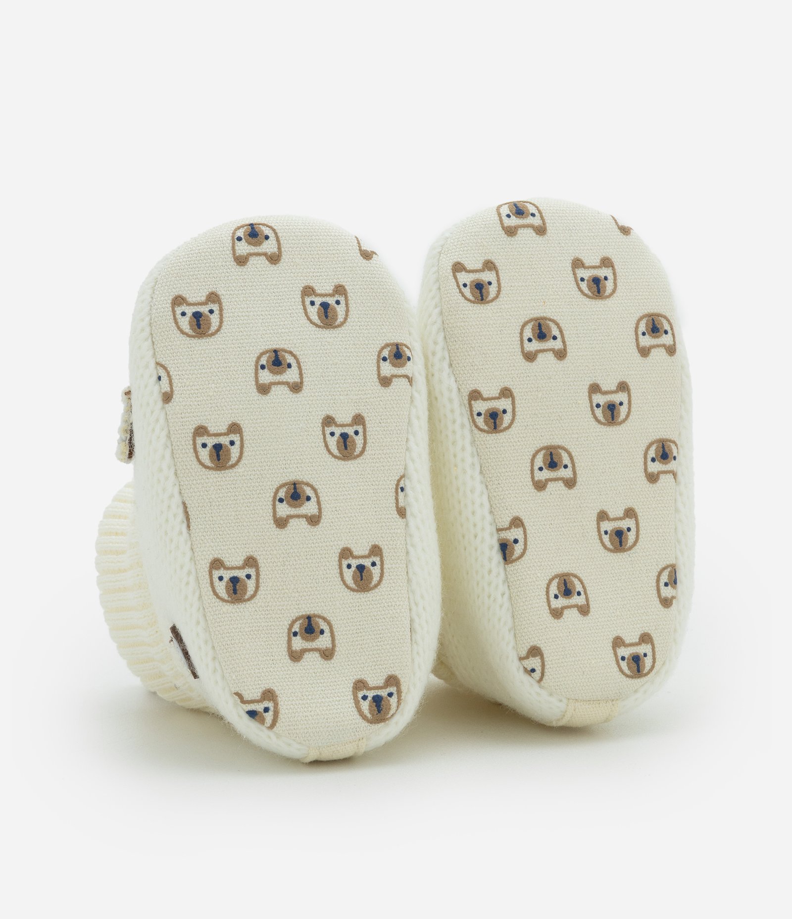 Bota Infantil em Tricô com Bordado de Ursinho – Tam 0 a 12 Meses Off White 4