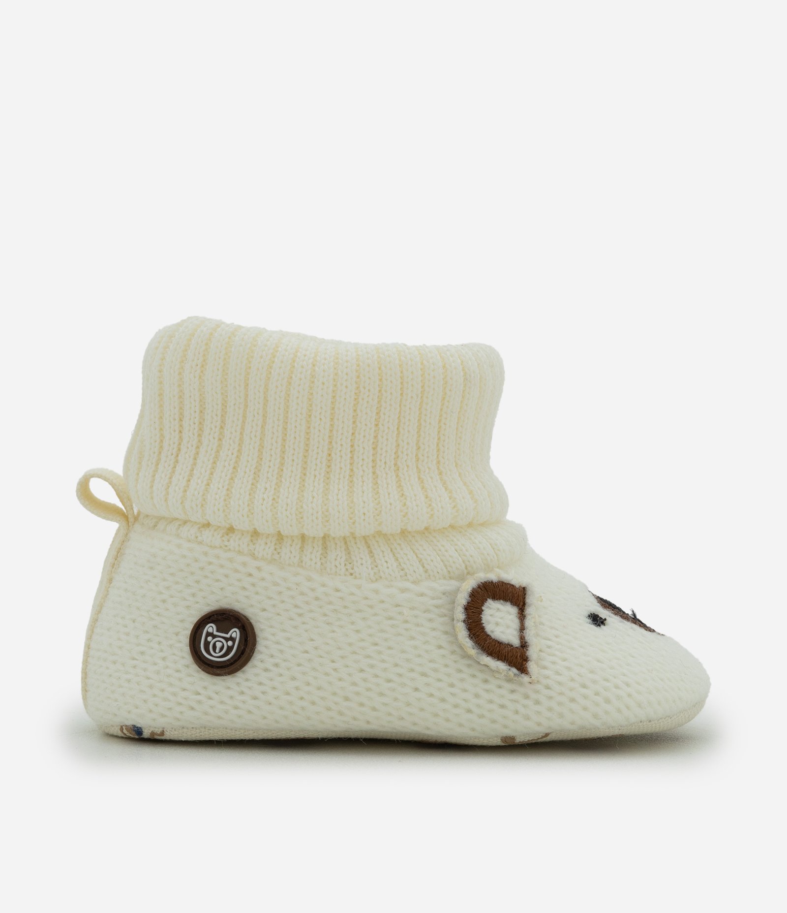 Bota Infantil em Tricô com Bordado de Ursinho – Tam 0 a 12 Meses Off White 5