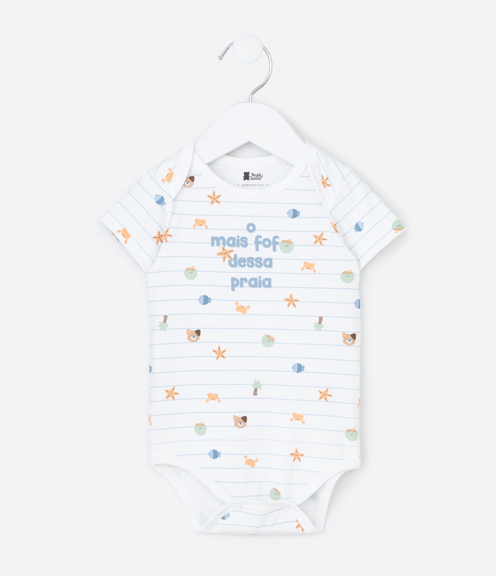 Body Infantil com Lettering Mais Fofo Dessa Praia - Tam 0 a 18 Meses Branco 1