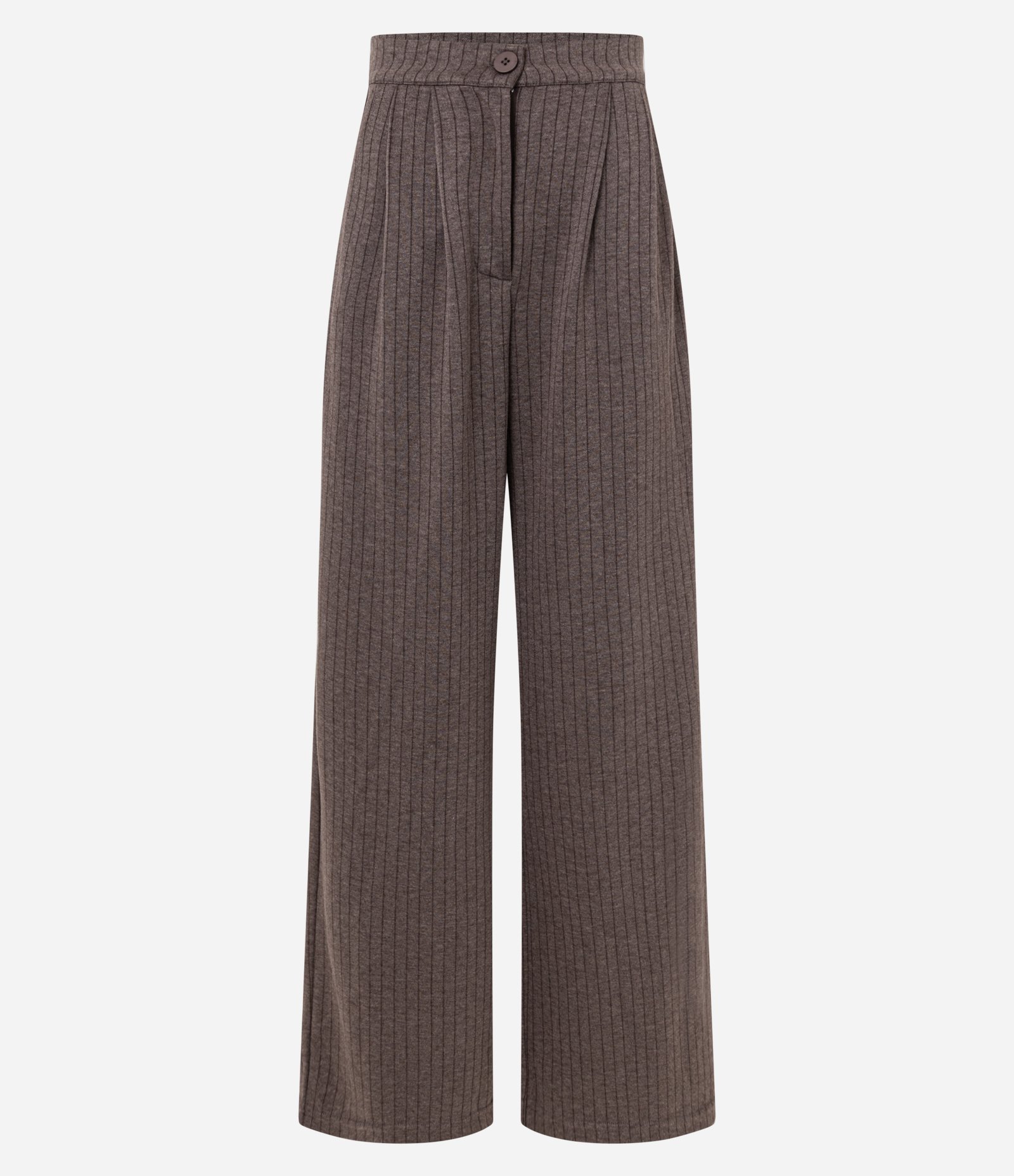 Calça Wide Leg Alfaiataria com Risca de Giz Marrom 5