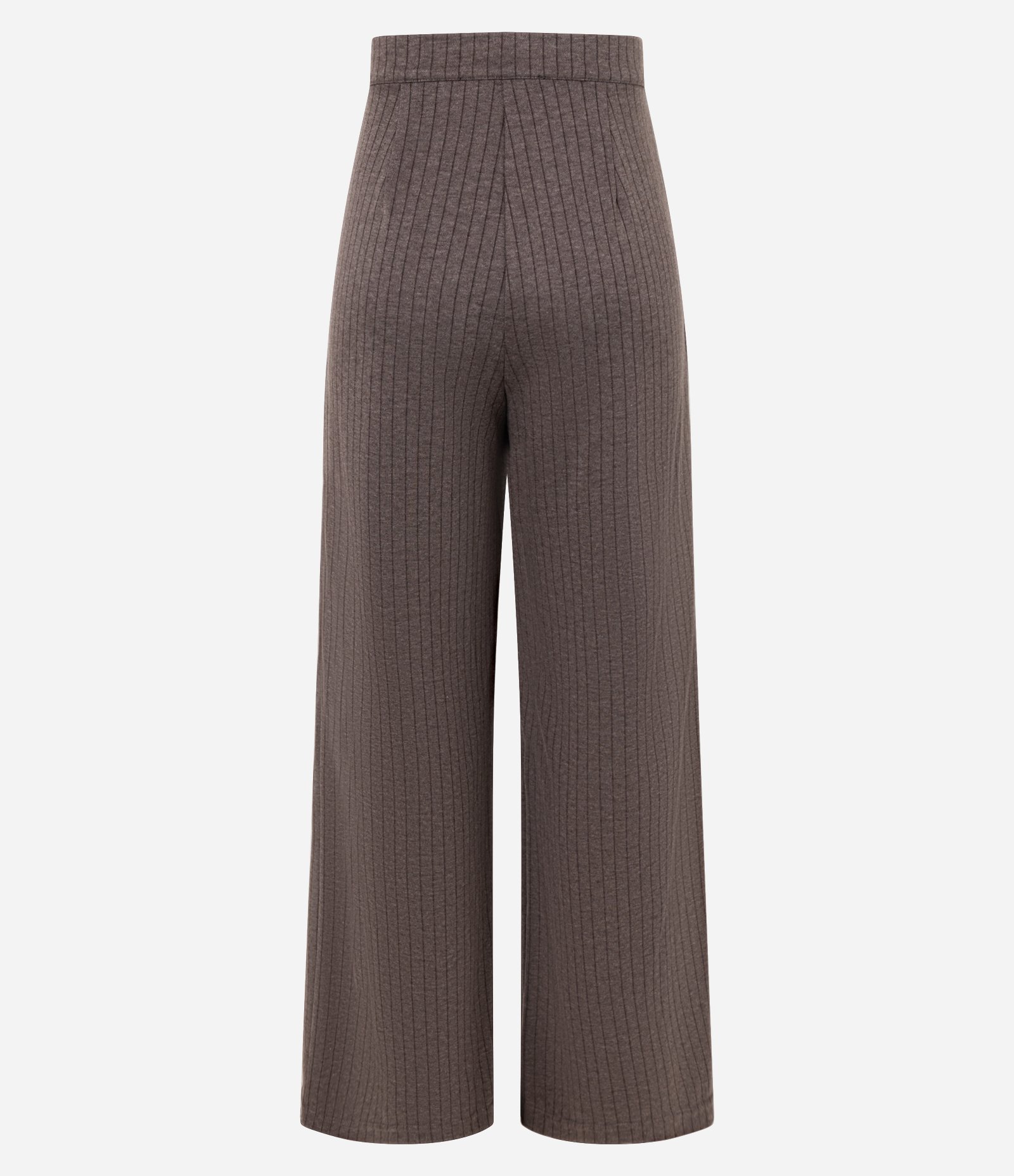 Calça Wide Leg Alfaiataria com Risca de Giz Marrom 6
