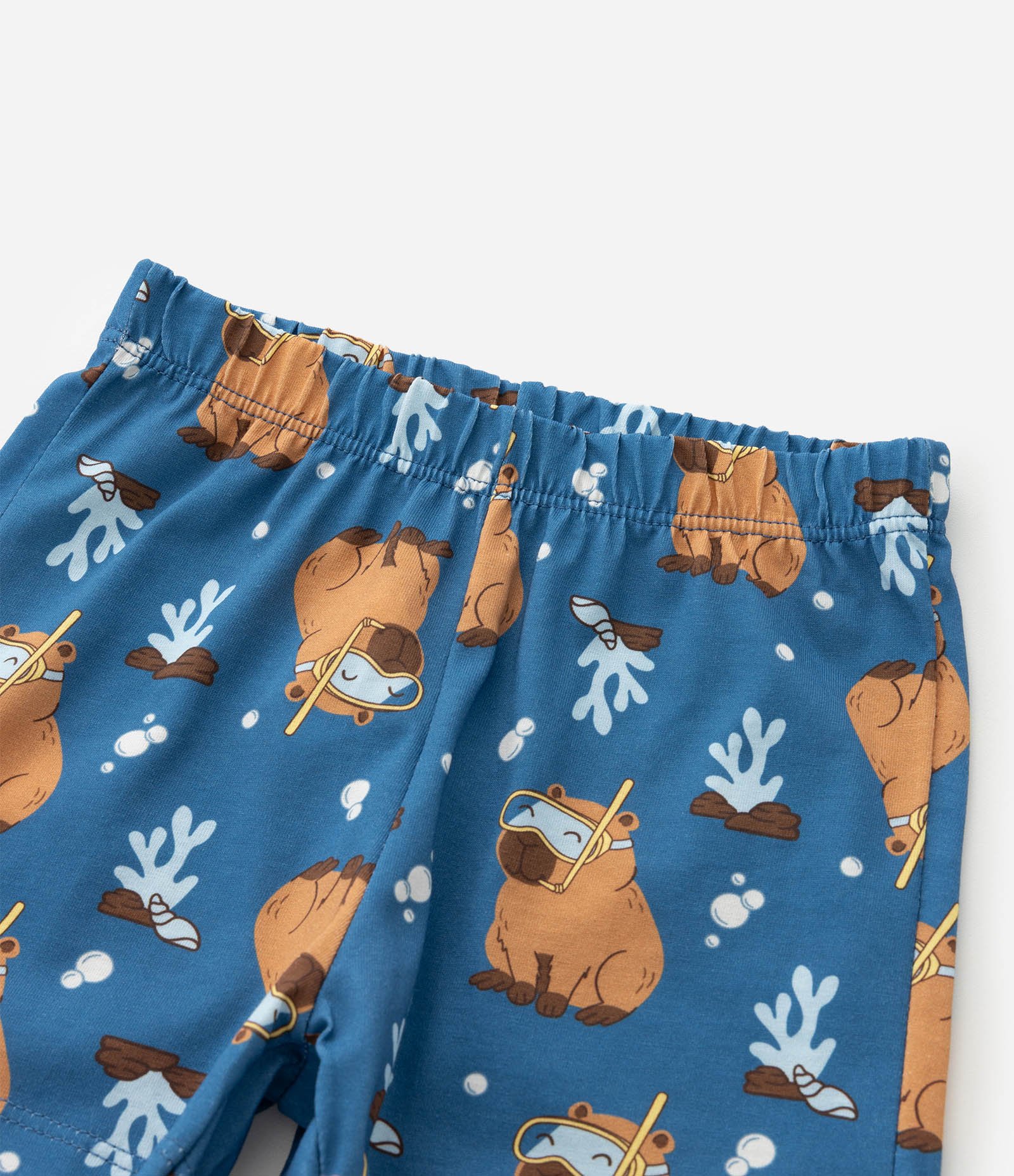 Pijama Curto Infantil Estampado de Capivara - Tam 2 a 6 Anos Azul 8