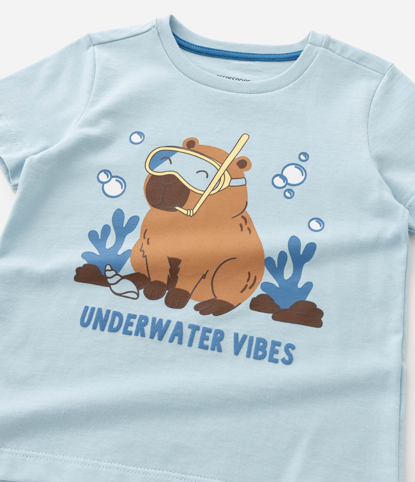 Pijama Curto Infantil Estampado de Capivara - Tam 2 a 6 Anos Azul 10