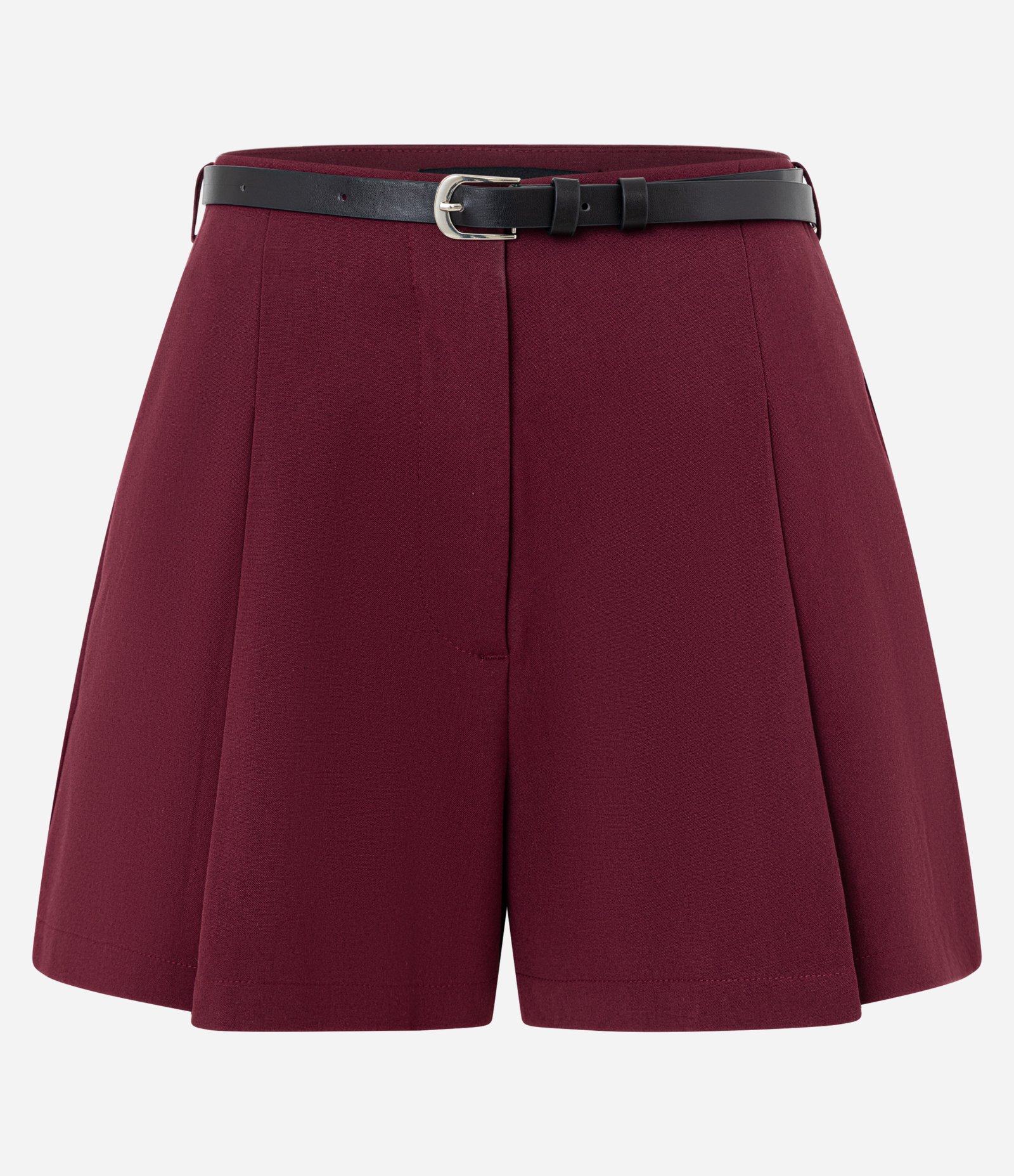 Short em Alfaiataria Lisa com Cinto Fino Vinho 1