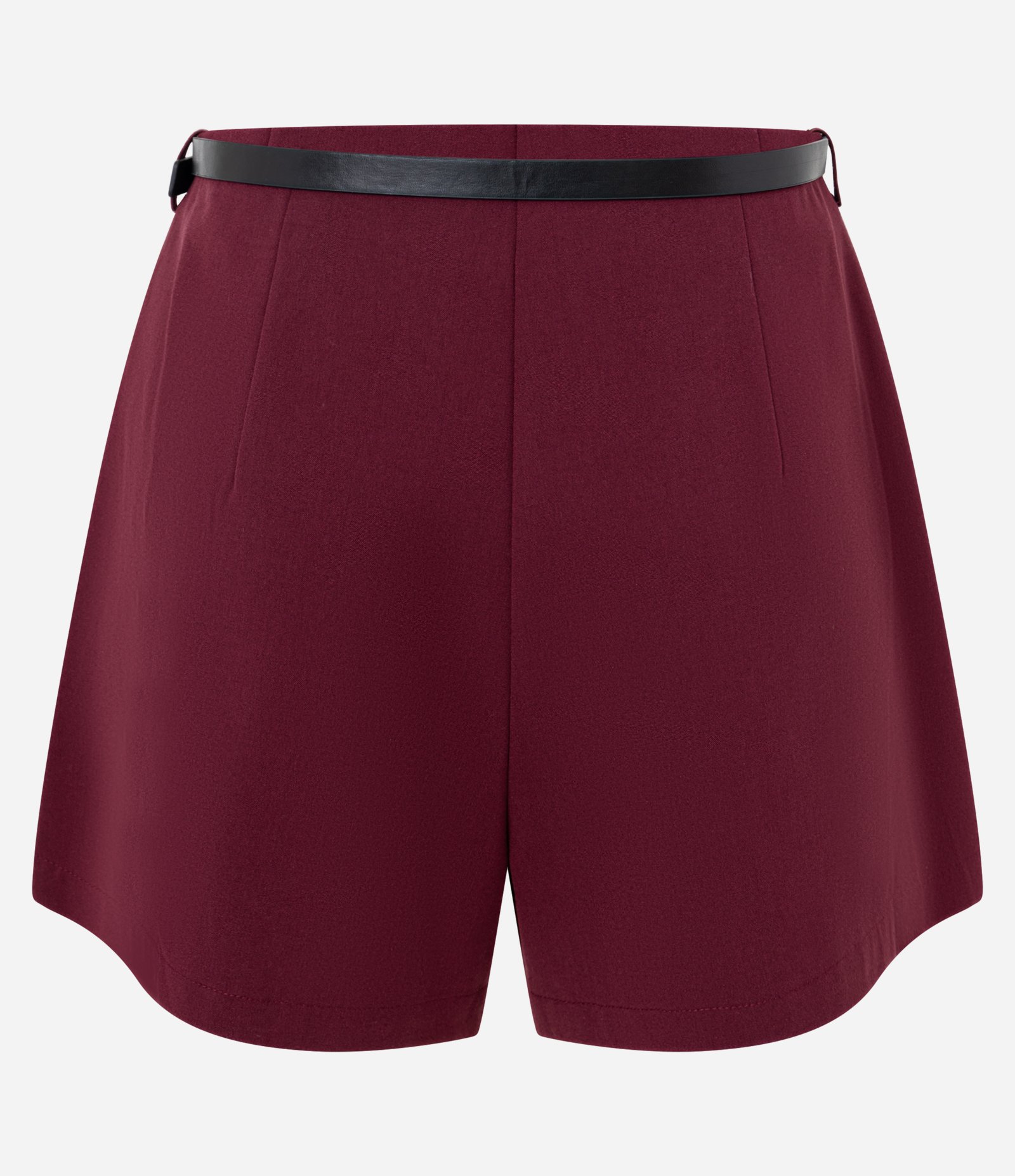 Short em Alfaiataria Lisa com Cinto Fino Vinho 2