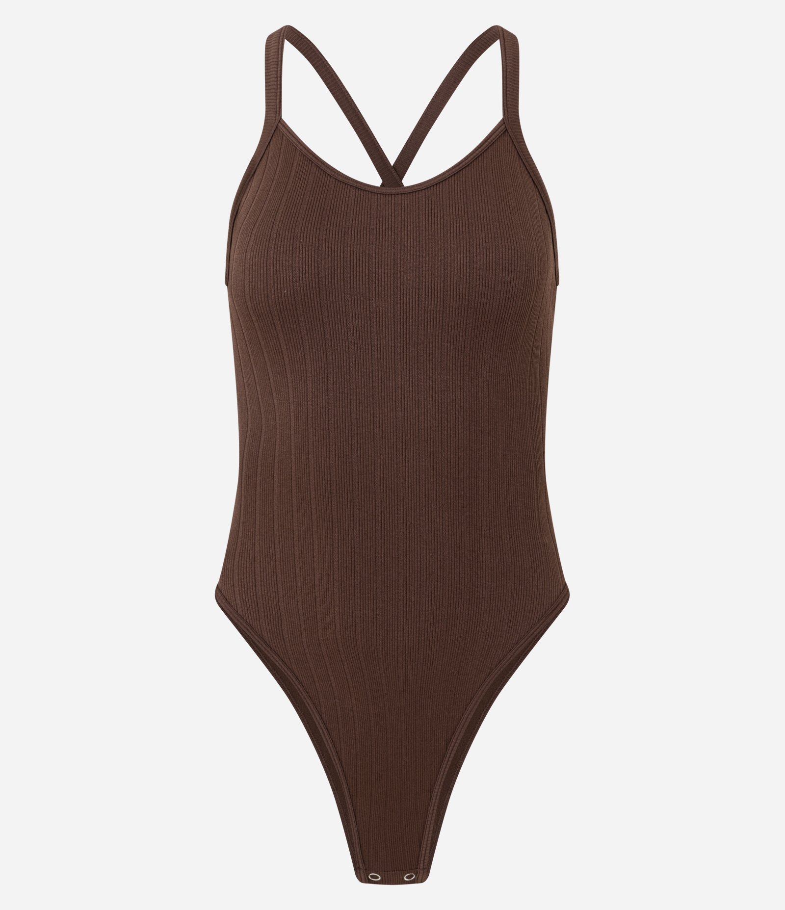 Body Seamless em Poliamida com Alça Trançada Marrom 1
